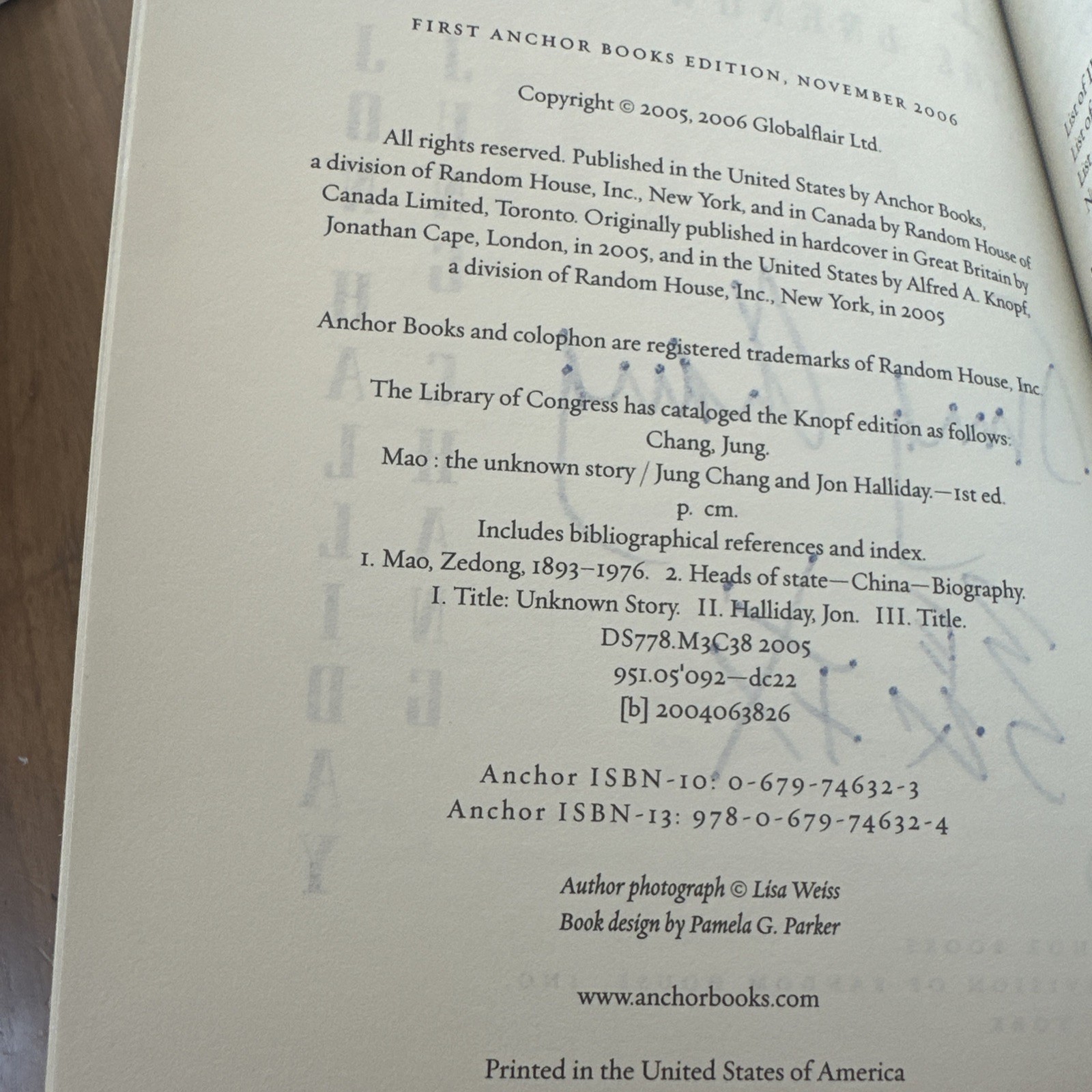SIGNED Mao: The Unknown Story by Jon Halliday and Jung Chang (2006) Paperback