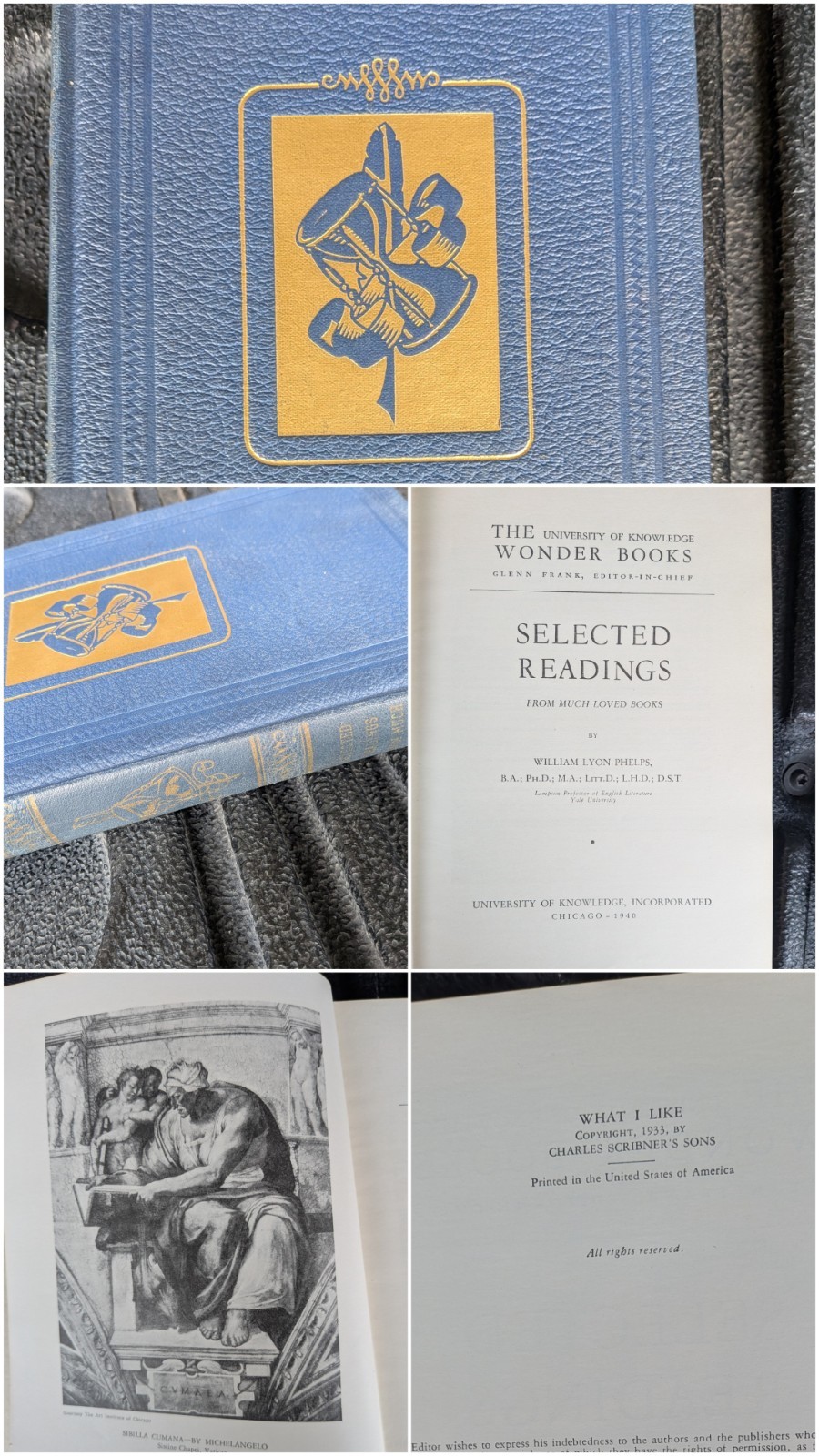 Wonder Books Selected Readings Hardcover 1940 William Lyon Phelps Illustrated
