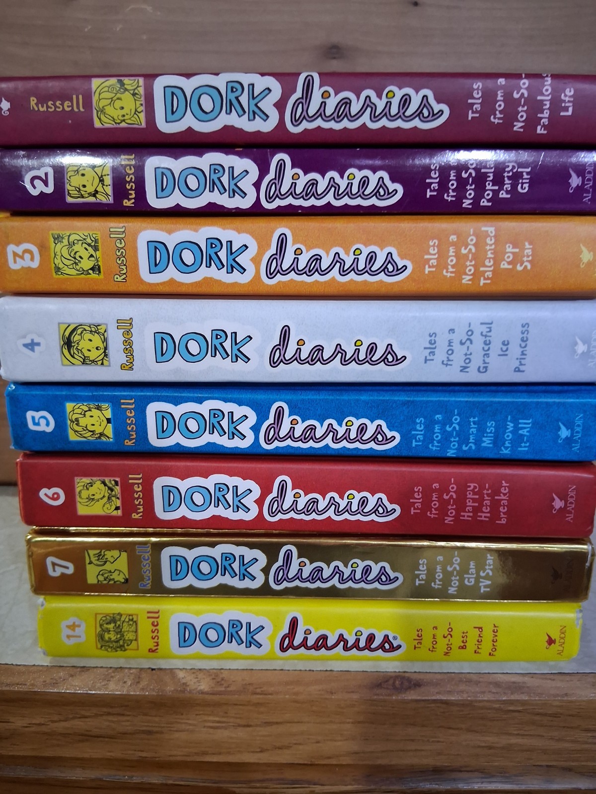 Dork Diaries Books Lot of 8 Rachel Renee Russell Childrens books 1 thru 7 + 14