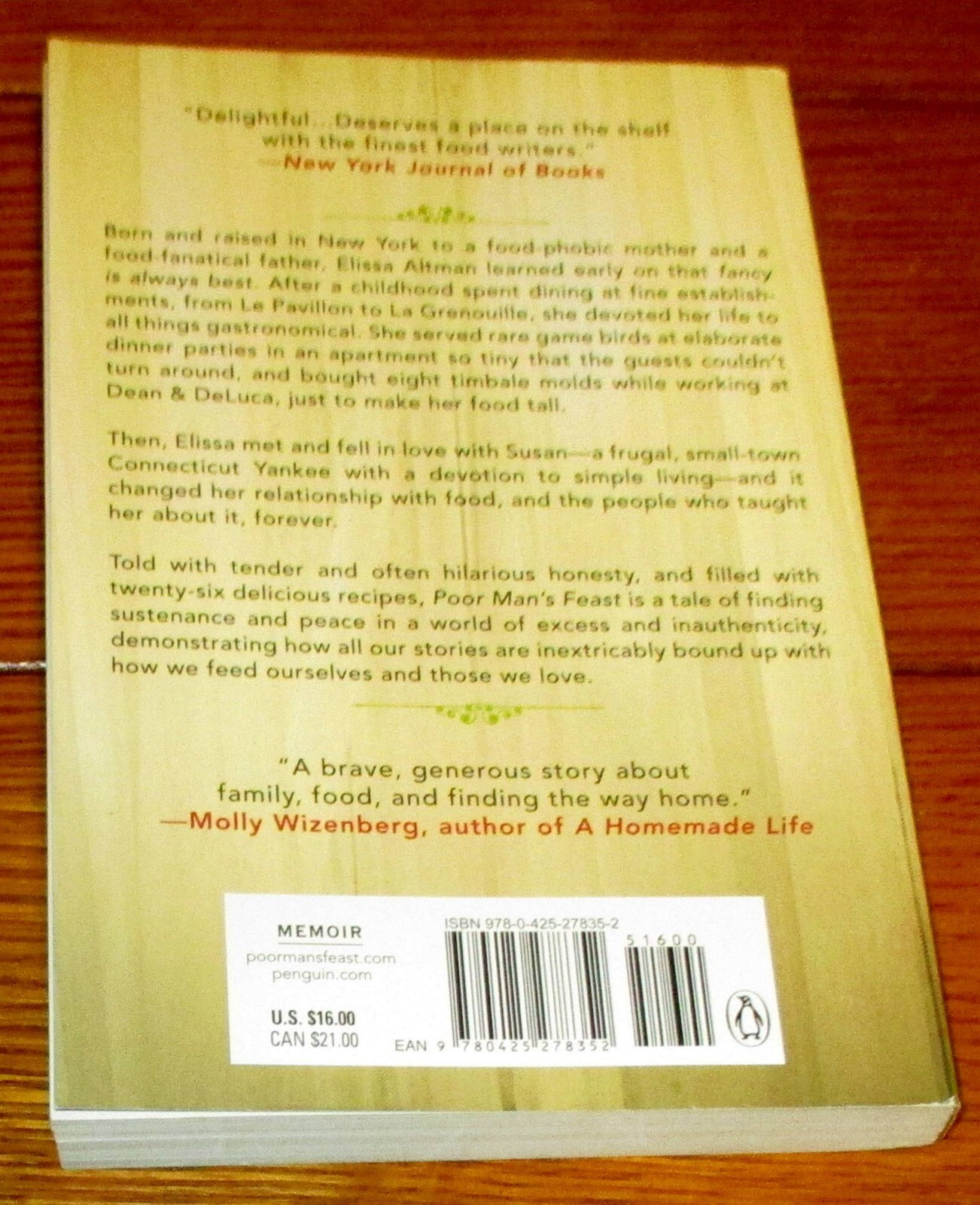 2013 Poor Man’s Feast by Elissa Altman SIGNED Softcover 297 Pages