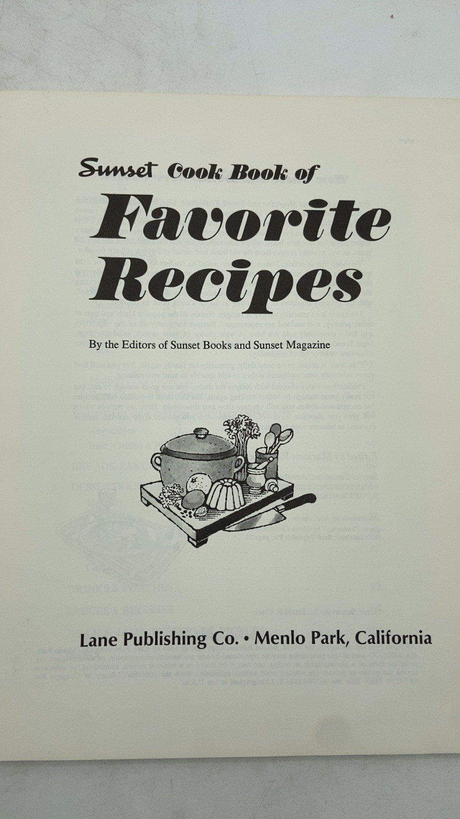 Sunset Cook Book of Favorite Recipes Editors of Sunset Books and Sunset Magaz…
