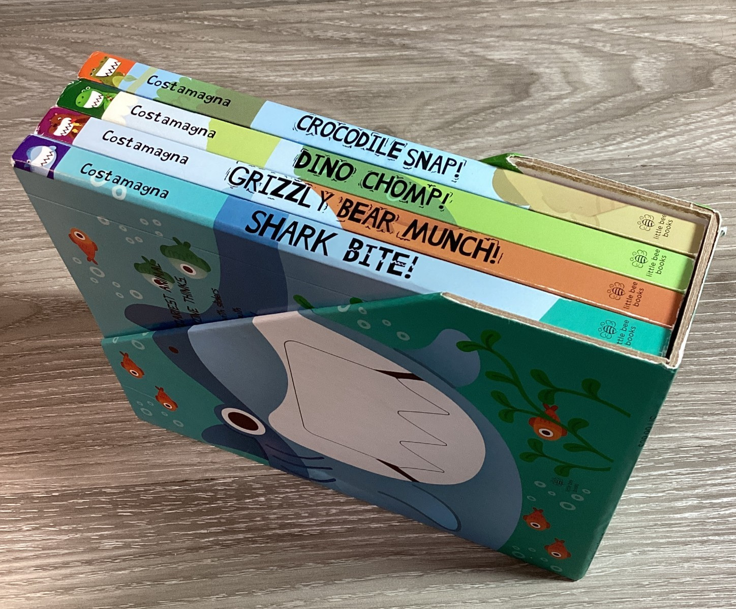 Little Bee Crunchy Books 4 Interactive Board Book Box Set Shark Bite Dino Chomp