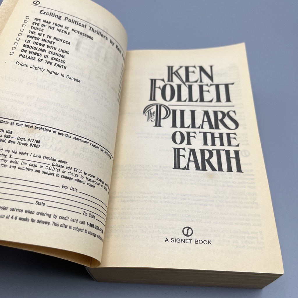 Ken Follett The Pillars of the Earth Kingsbridge Vtg Historical Paperback Signet
