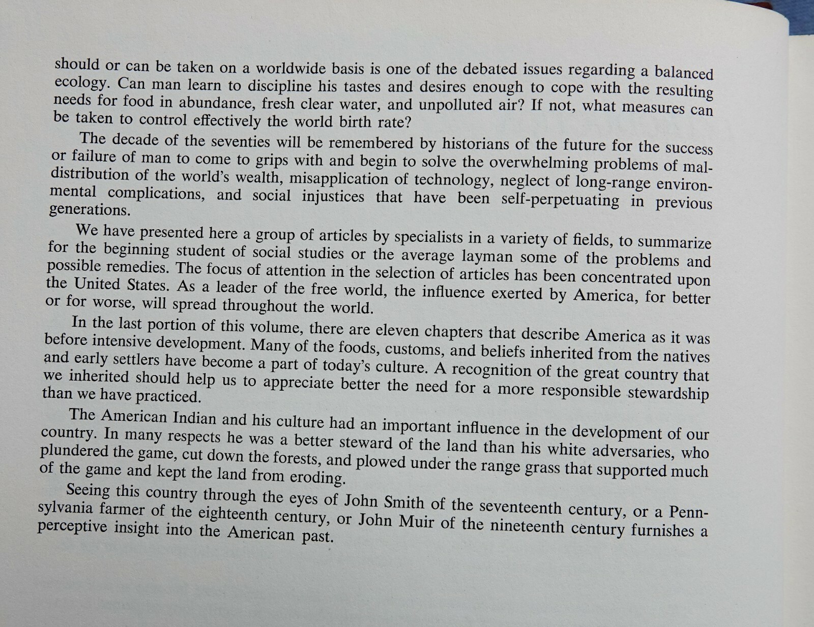 THE ENVIRONMENT OF AMERICA, PAST, PRESENT, FUTURE ED BY THOMAS JONES 1971