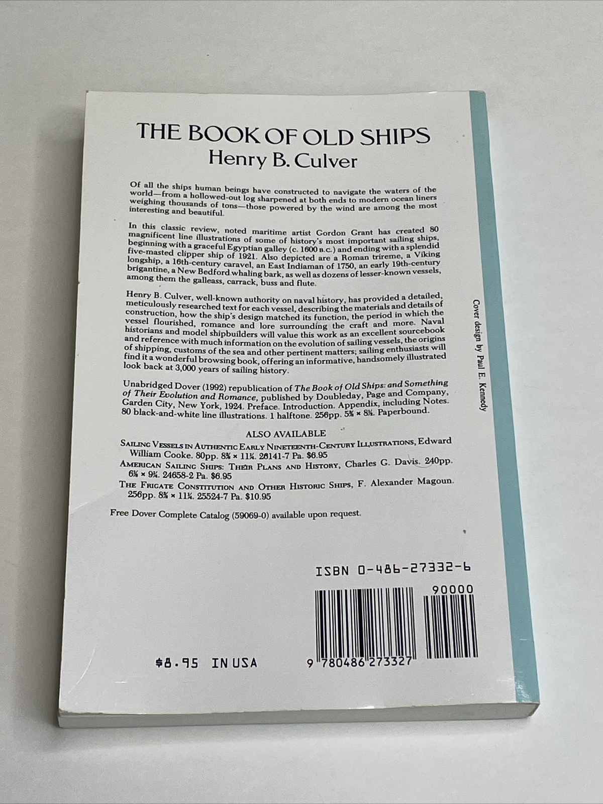 Book of Old Ships From Egyptian Galleys to Clipper Ships PB by Henry B. Culver