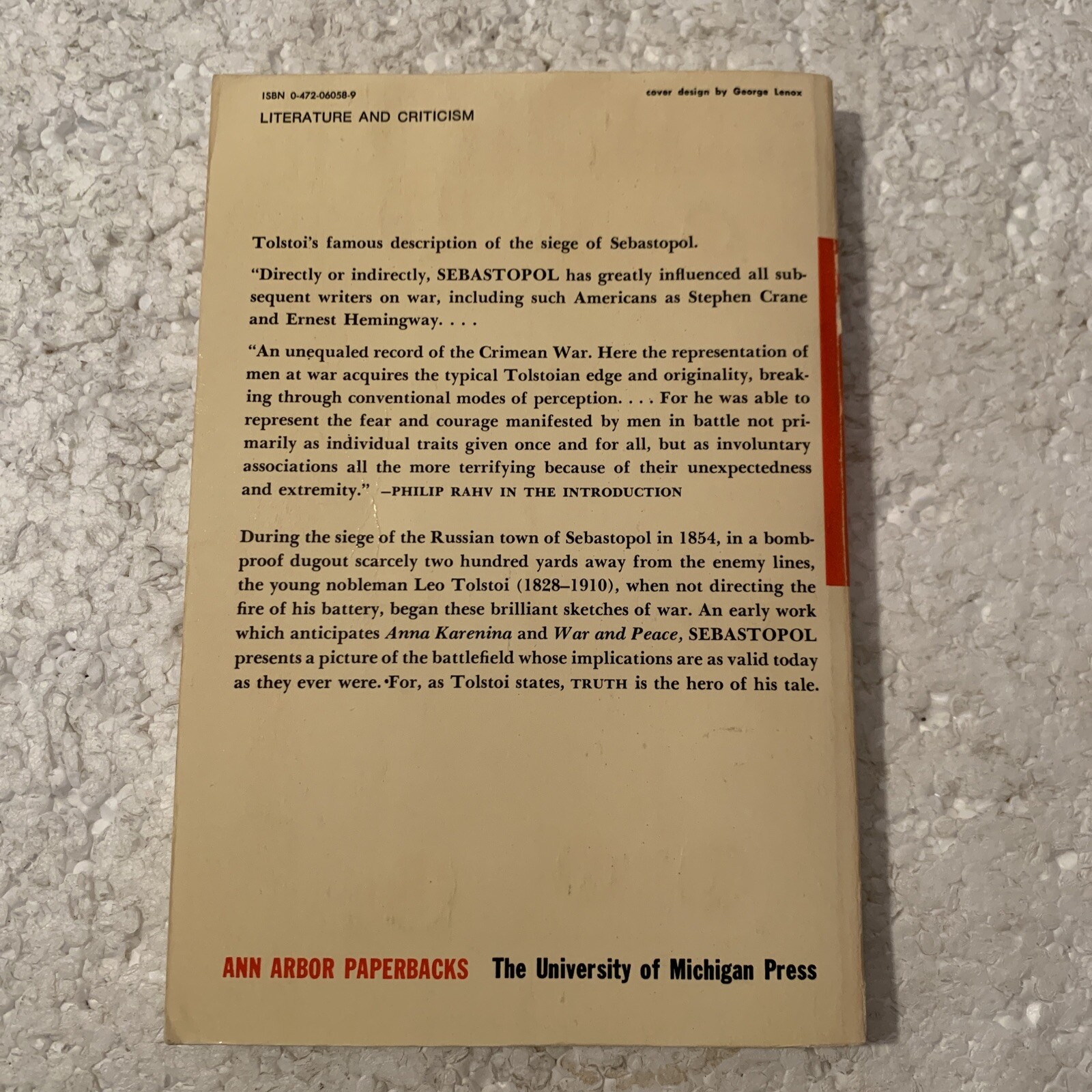 Sebastopol by Leo Tolstoi 1972 Paperback University Of Michigan Press