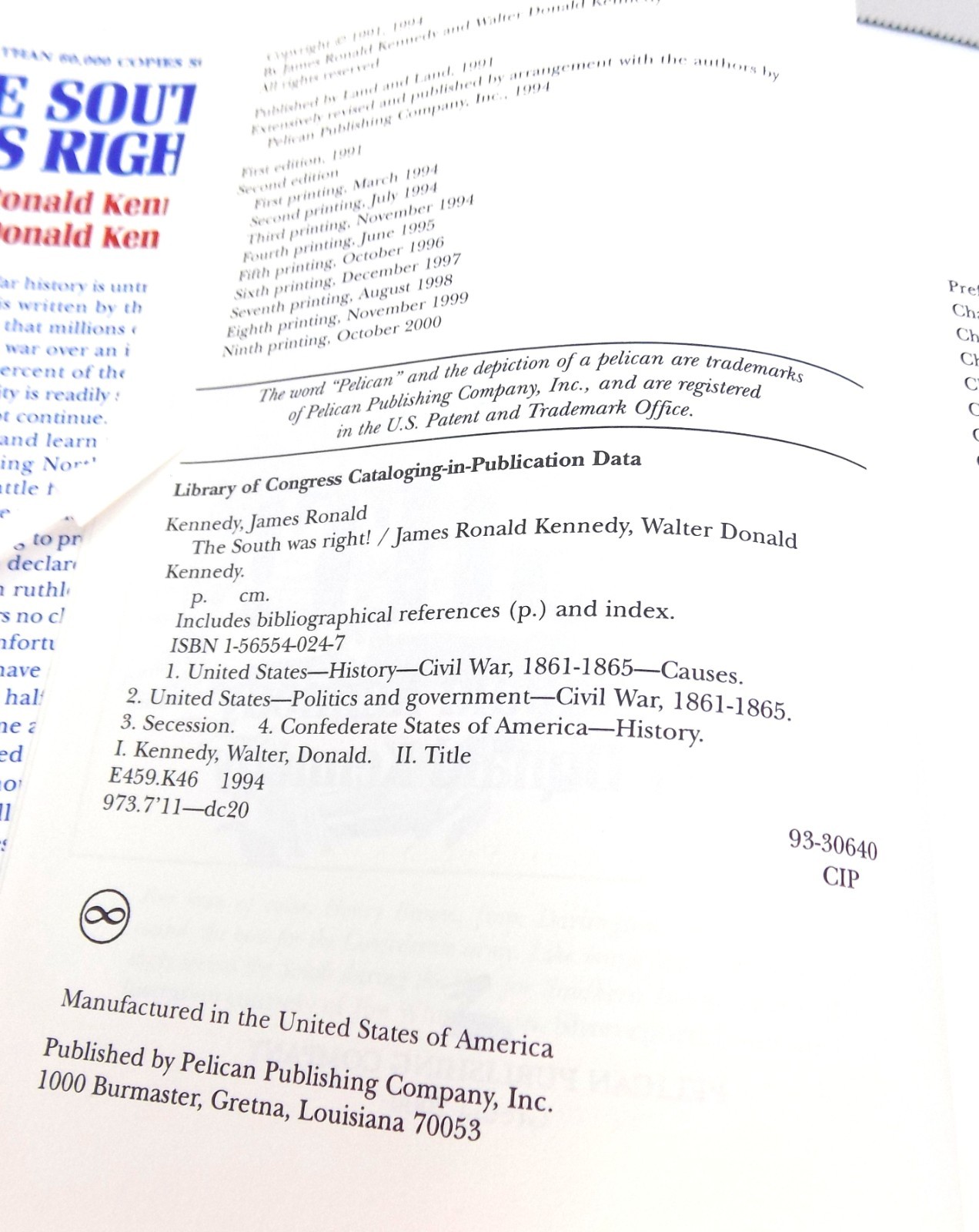 The South Was Right by James and Walter Kennedy American Civil War 2000 HC DJ