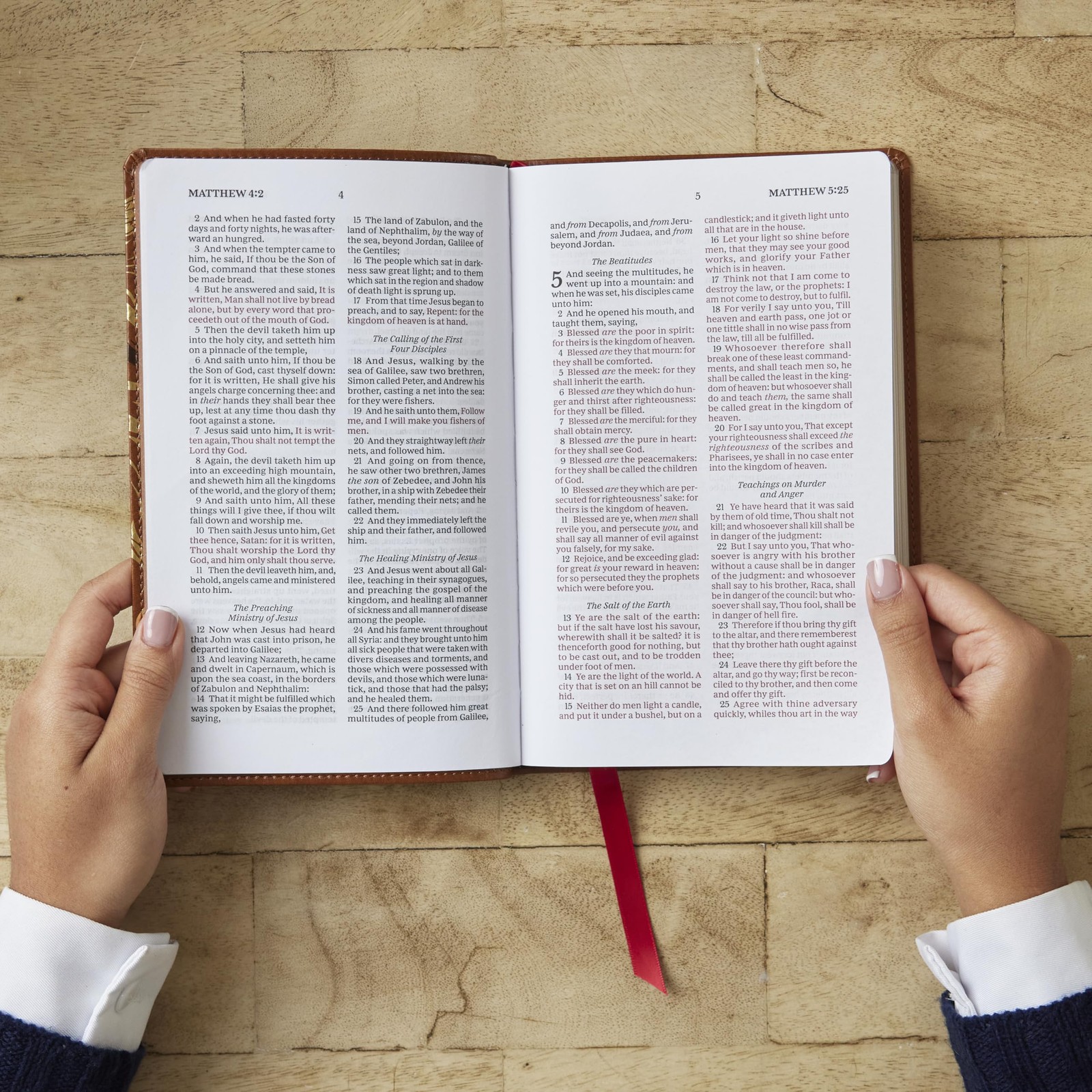 KJV, Personal Size New Testament, Black Genuine Leather, Red Letter, Comfort