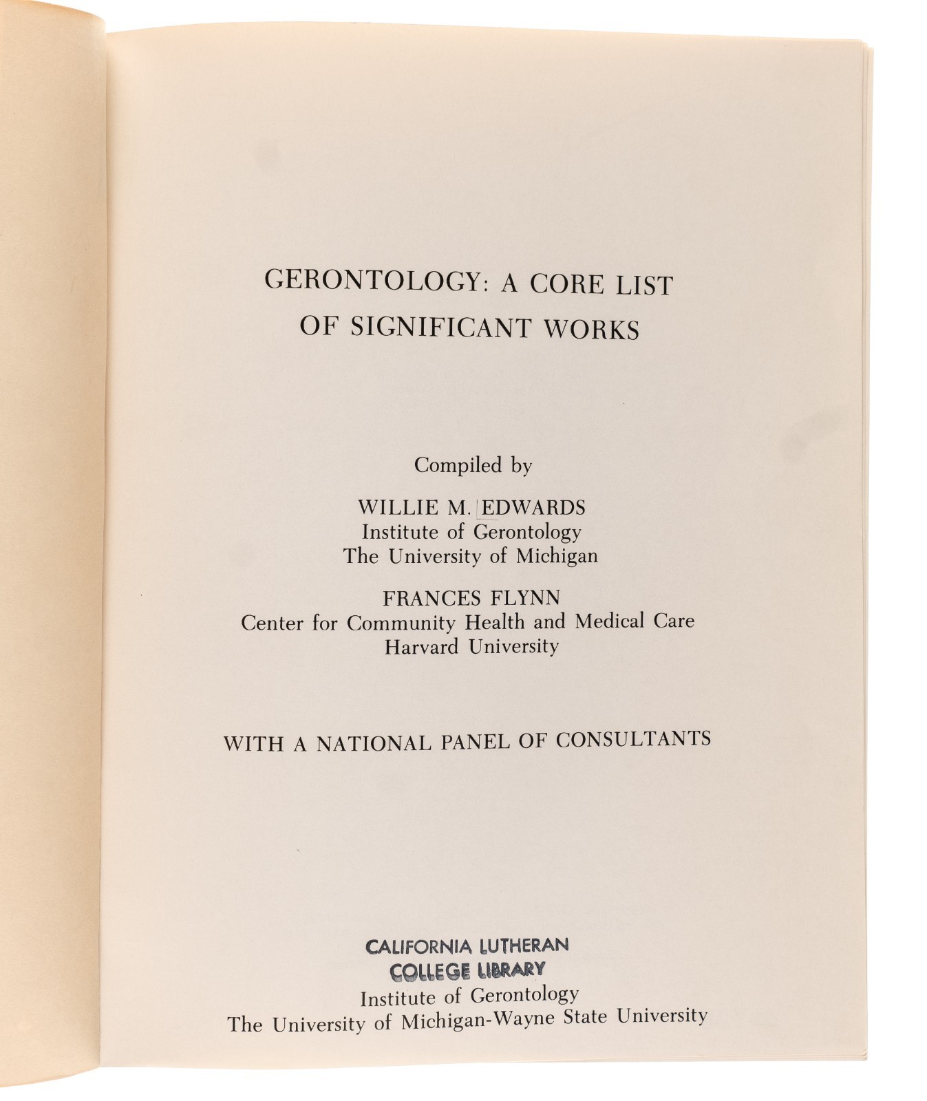 RARE Gerontology: A Core List of Significant Works 1978 Paperback Edwards Flynn