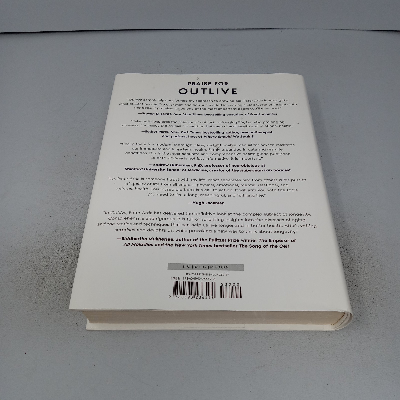 Outlive: The Science and Art of Longevity 2023 Harmony Hardcover by Peter Attia