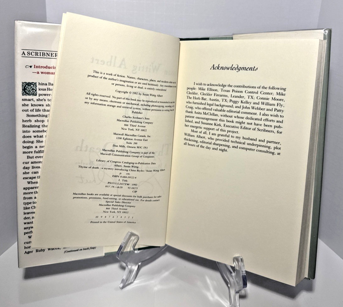 SIGNED 1st Edition HCDJ | Thyme of Death by Susan Wittig Albert