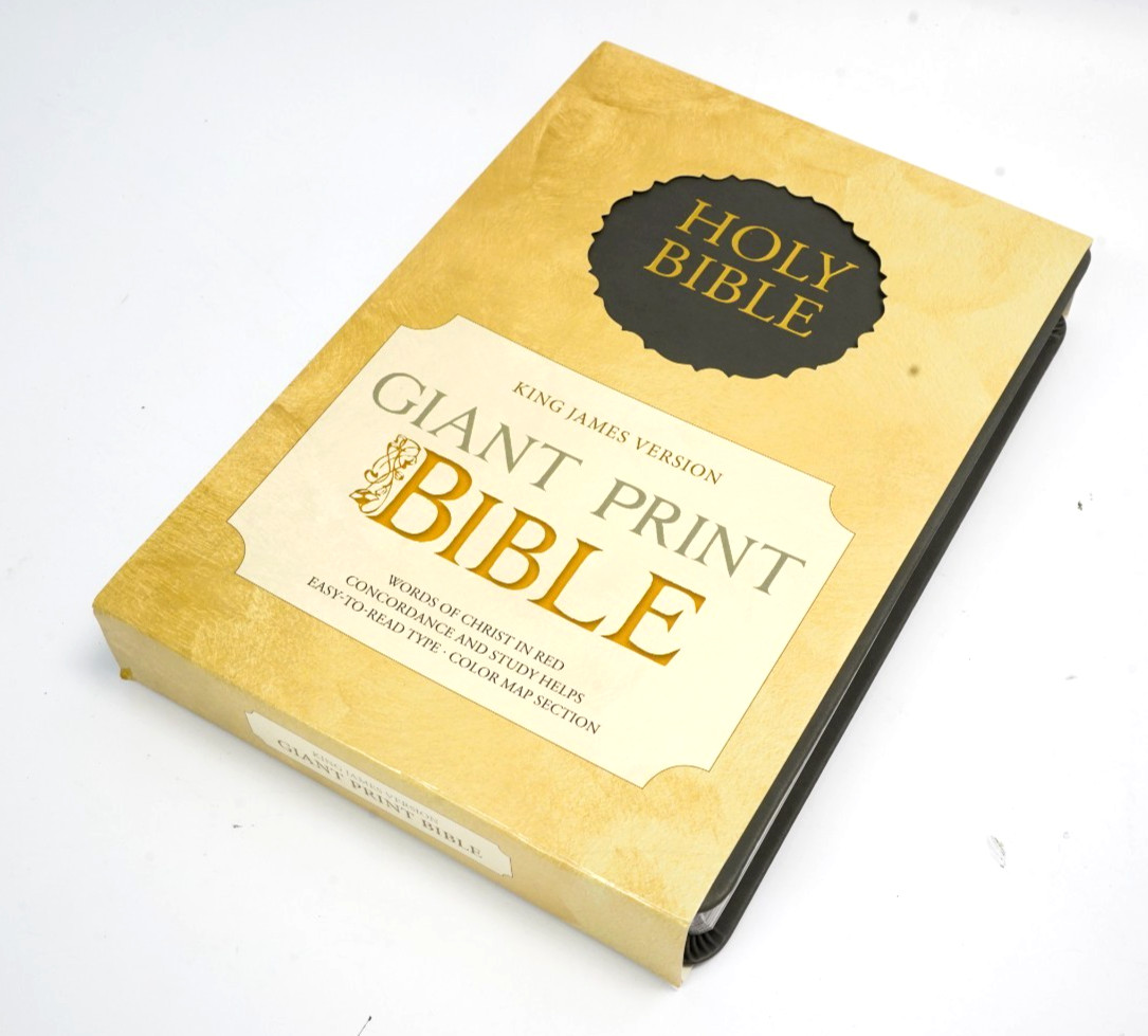 Giant Print King James Version Bible Charcoal Simulated Leather Map Section TGS