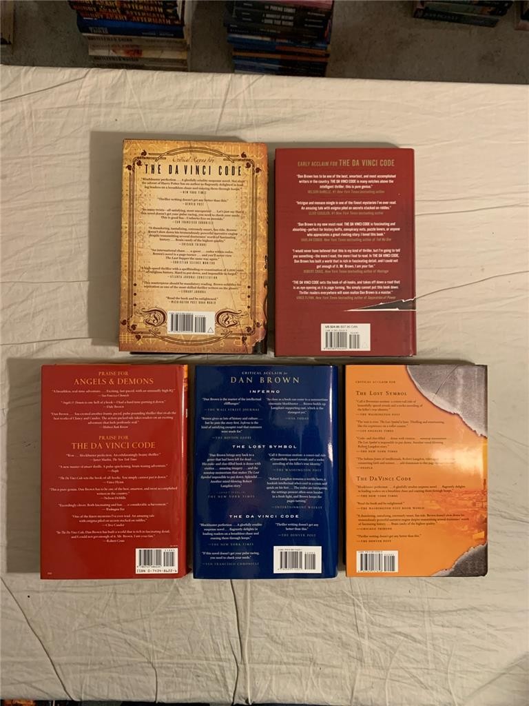 Lot of 5 Robert Langdon Series Angels and Demons Da Vinci Code Dan Brown HC