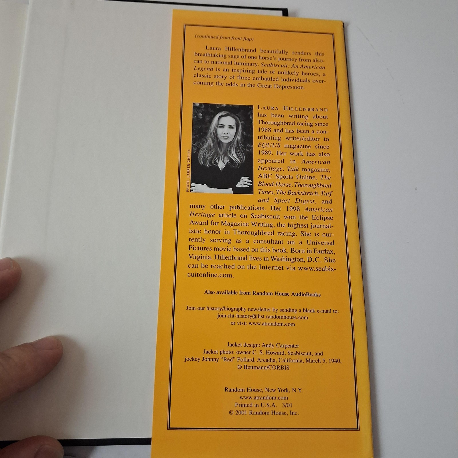 Seabiscuit An American Legend Laura Hillenbrand Hardcover Horse Racing Book