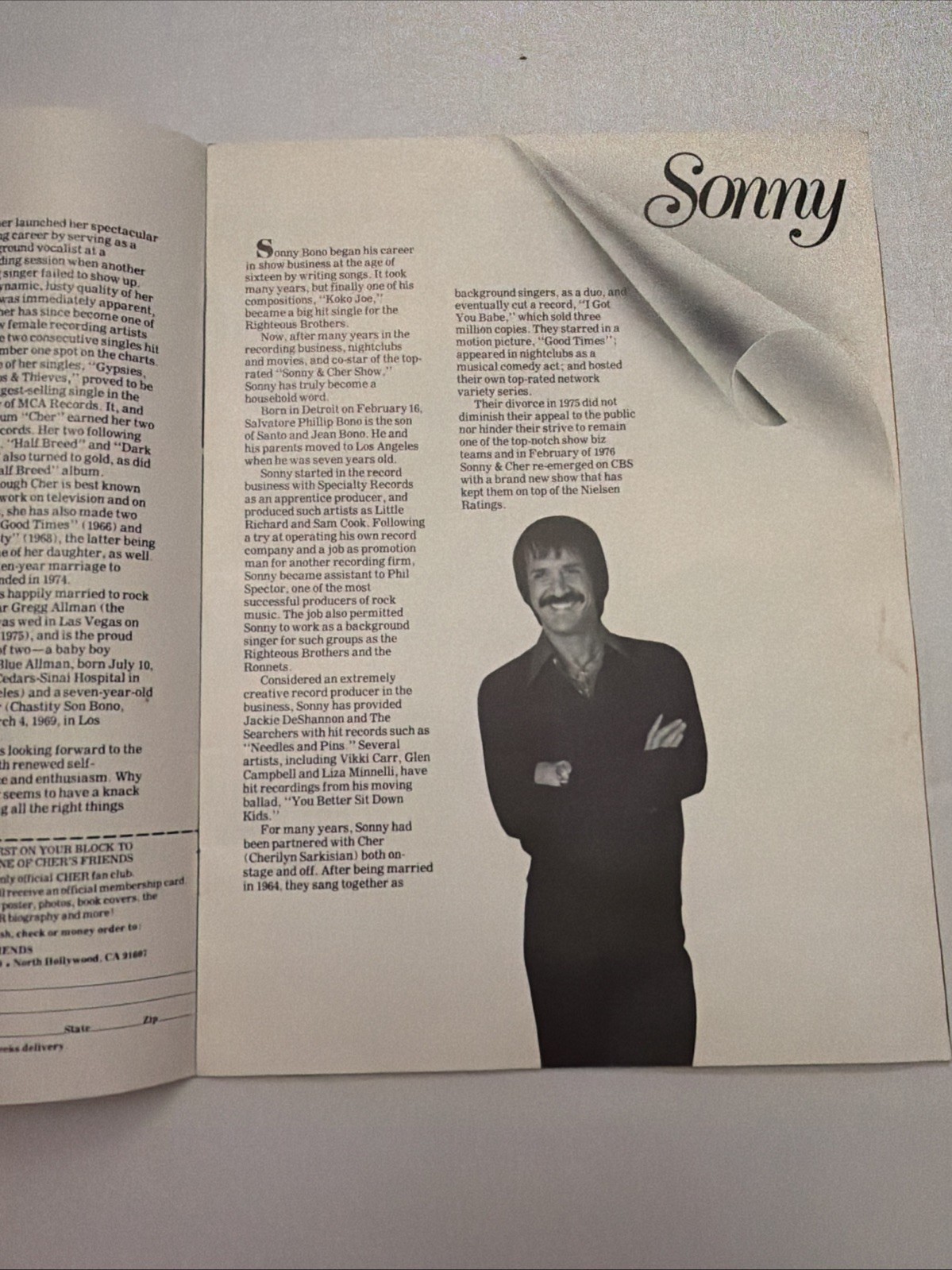 Sonny & Cher Vintage Collectible Fan Book – TV Pop Icons