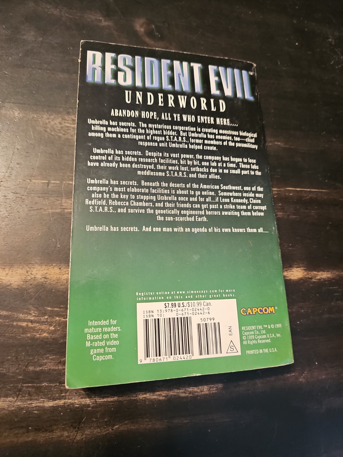 Resident Evil 4 : Underworld by S.D. Perry 1999 PB Print Pocket SF