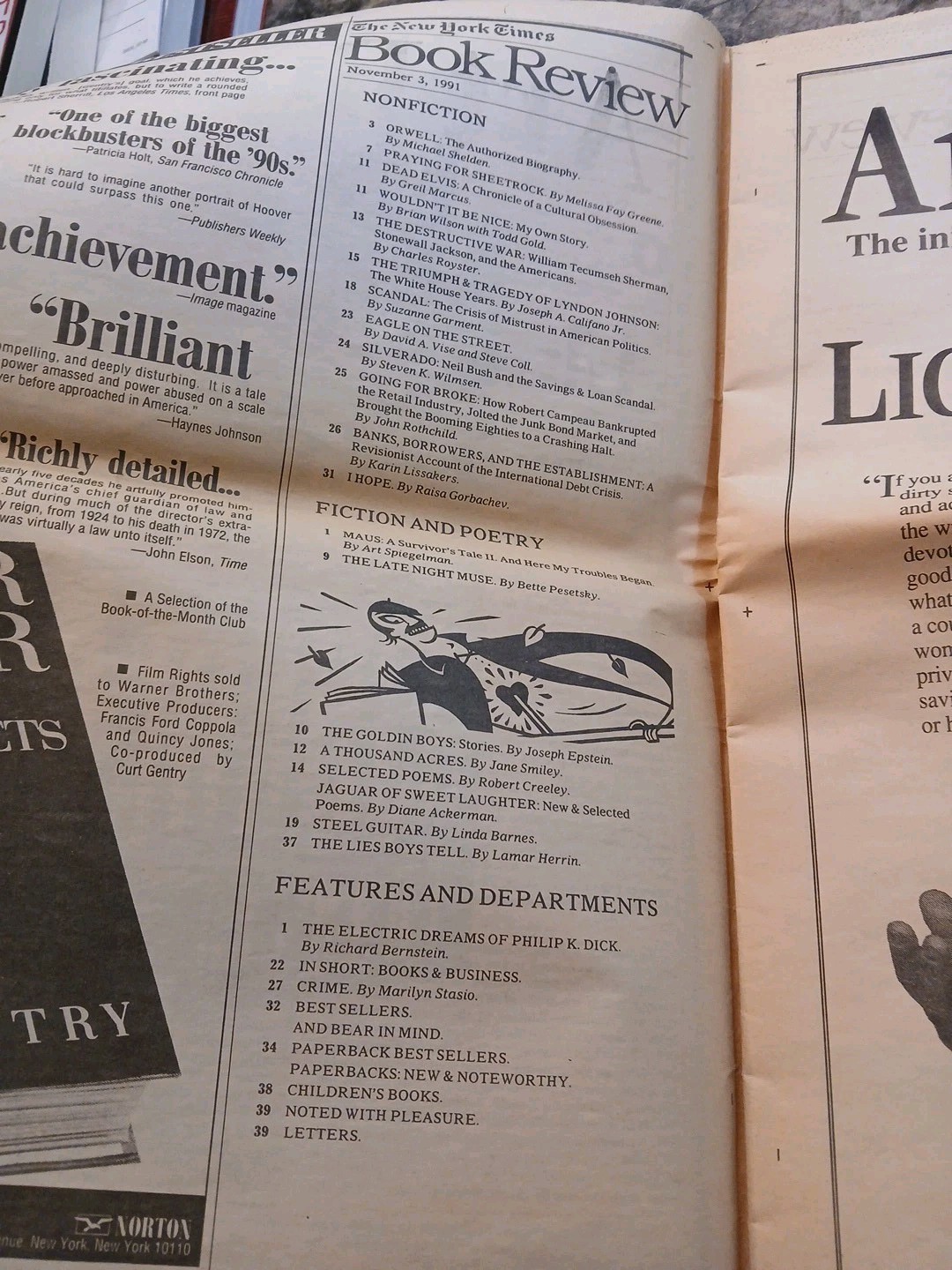 PHILIP K. DICK Electric Dreams 4-pg article NY Times Book Review 11/3/91 RARE VG