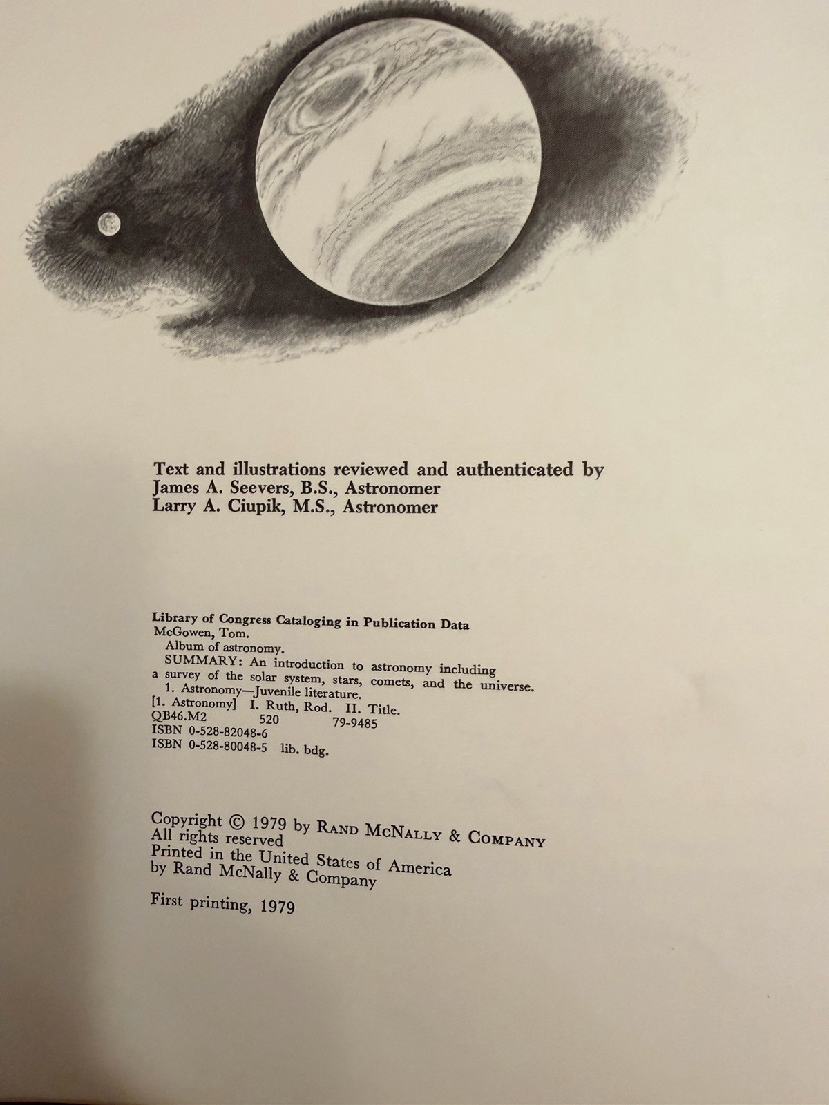 Album of Astronomy Tom McGowen 1979 First Printing Rand McNally Space Vintage
