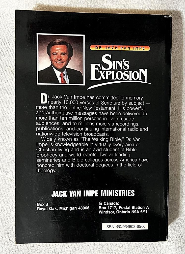 SIN’S EXPLOSION REVIVAL OR RUIN 1988 DR JACK VAN IMPE PAPERBACK BOOK 444 PAGES