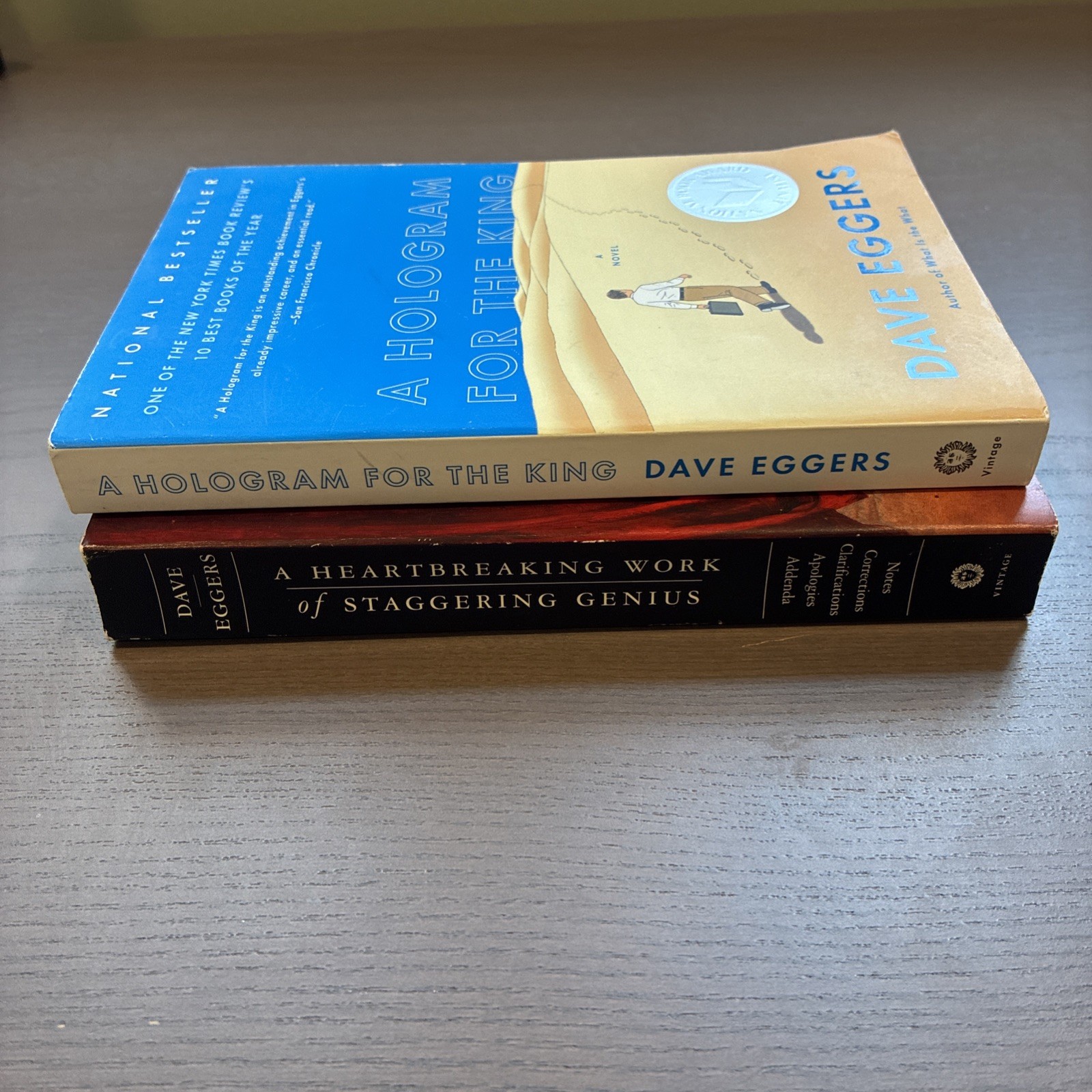 Dave Eggers Paperback Lot (2000, 2014) A Heartbreaking Work & Hologram For King