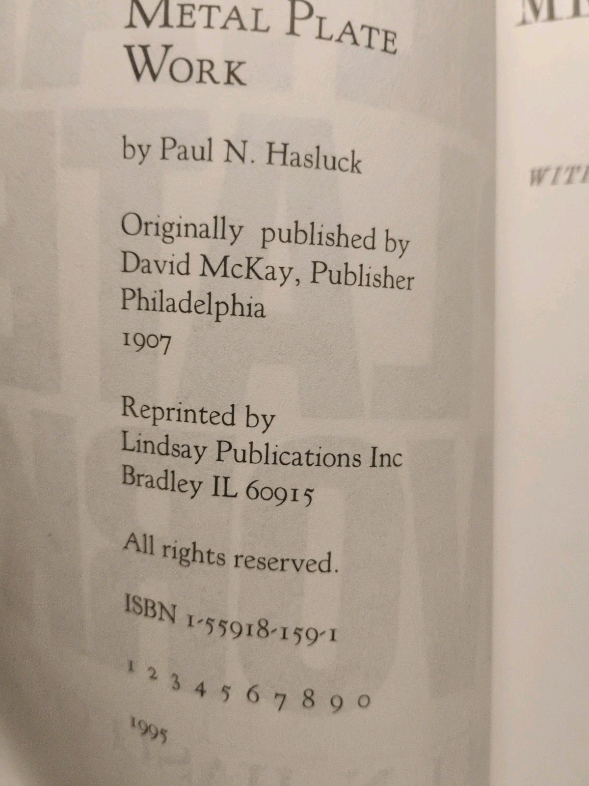 Practical Metal Plate Work by Paul Hasluck Lindsay Publications New Old Stock