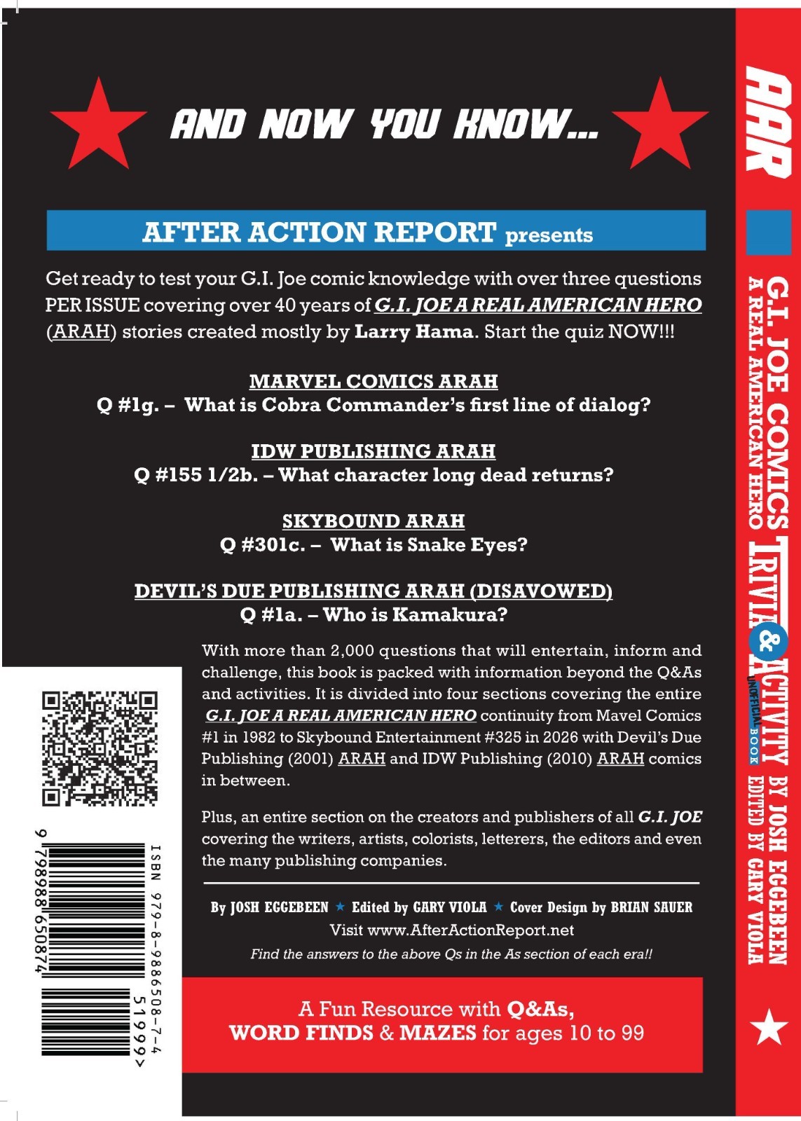 G.I. Joe ARAH Trivia & Activity After Action Report Over 2,000 Q&A in 260 pages