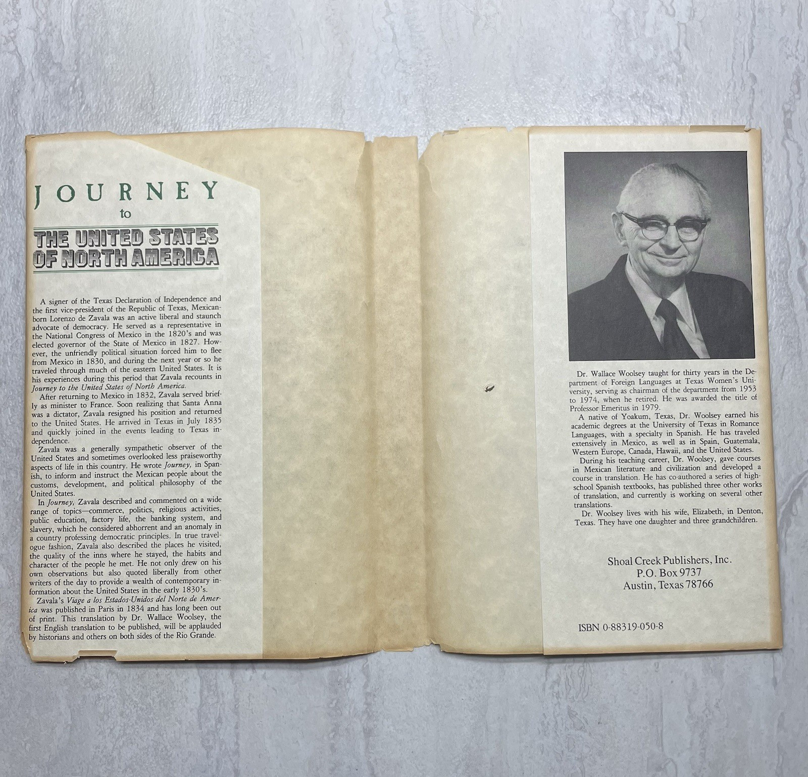Journey to the United States of North America Lorenzo de Zavala 1980 1st Edition