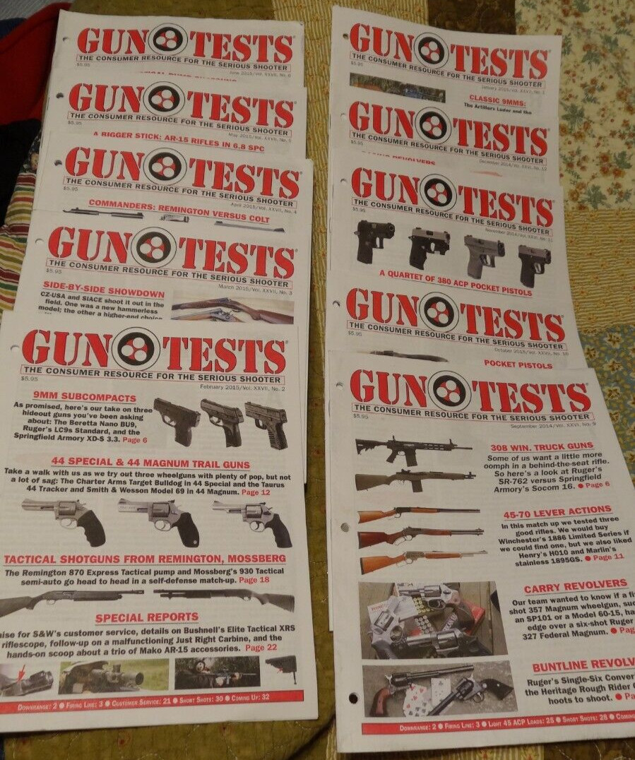 Gun Tests magazine – Lot of 10 – Sept, Nov & Dec 2014 & Jan, Feb, Mar, Apr, May