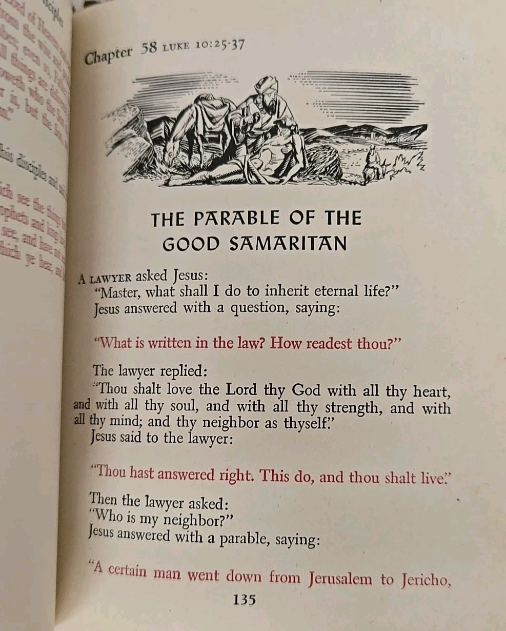 The Words Of Jesus Vtg 1943 Christian Prayer Book Red Letter Hardcover Bible 40s