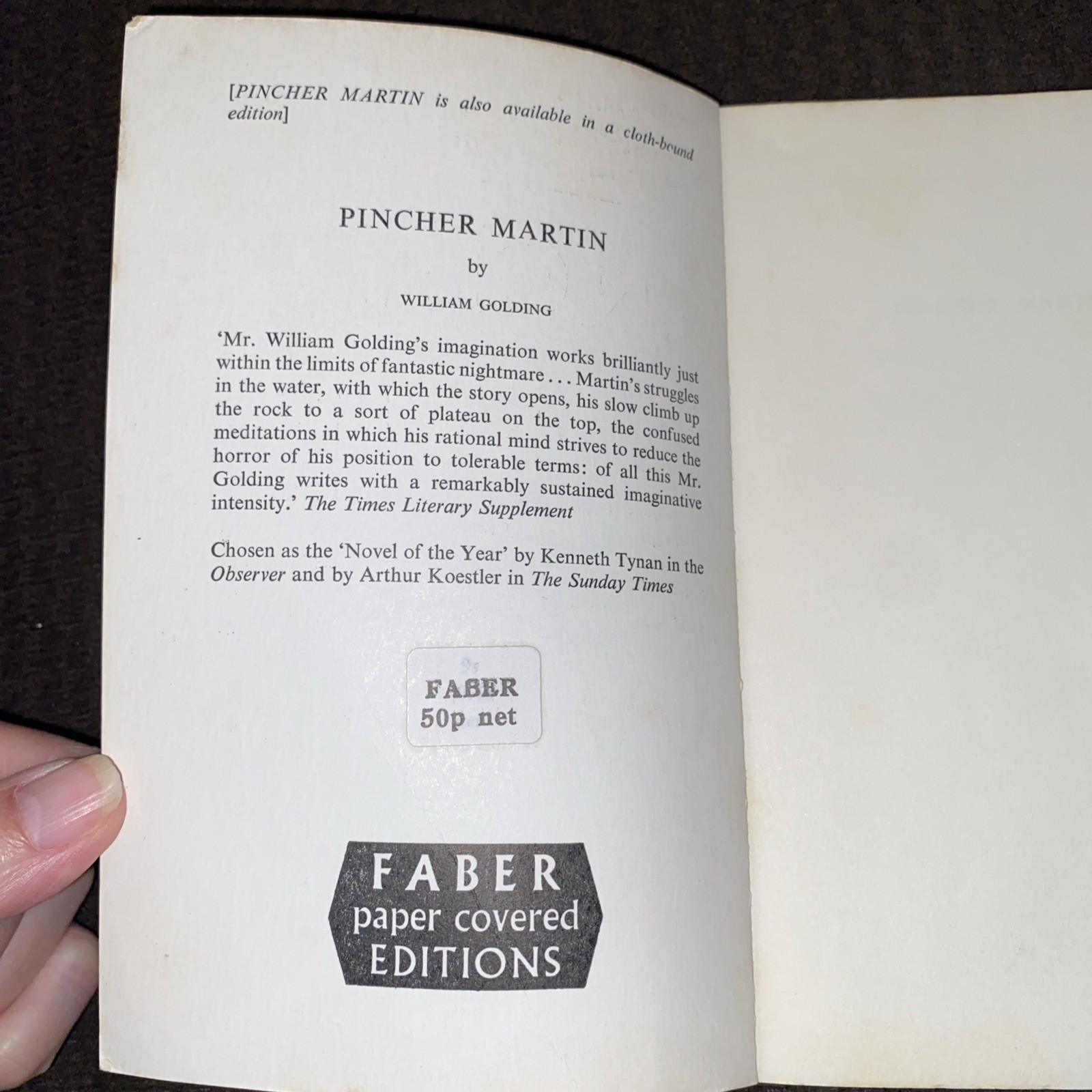 William Golding Set Of 2 Vintage Faber Edition PB’s Pincher Martin & The Spire