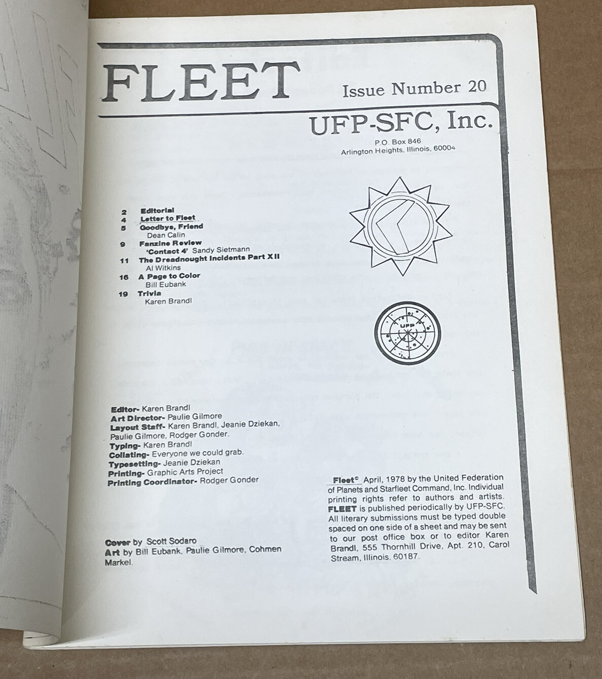 1978 FLEET Newszine Starfleet Command Star Trek Sci-Fi Fanzine RARE Vol. 20