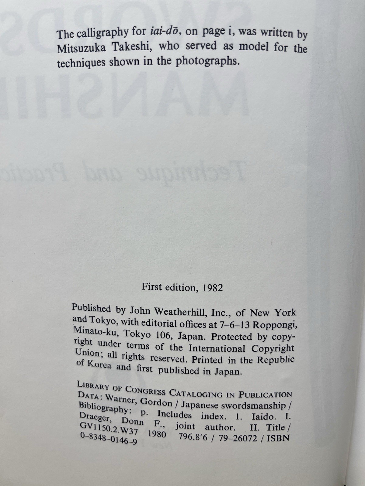 Japanese Swordsmanship Technique & Practice By Warner Draeger Hrdbk Good V