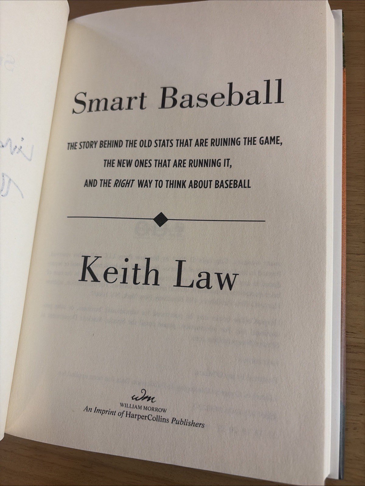 SIGNED Smart Baseball By Keith Law Hardcover, Dust Jacket William Morrow ~UNREAD