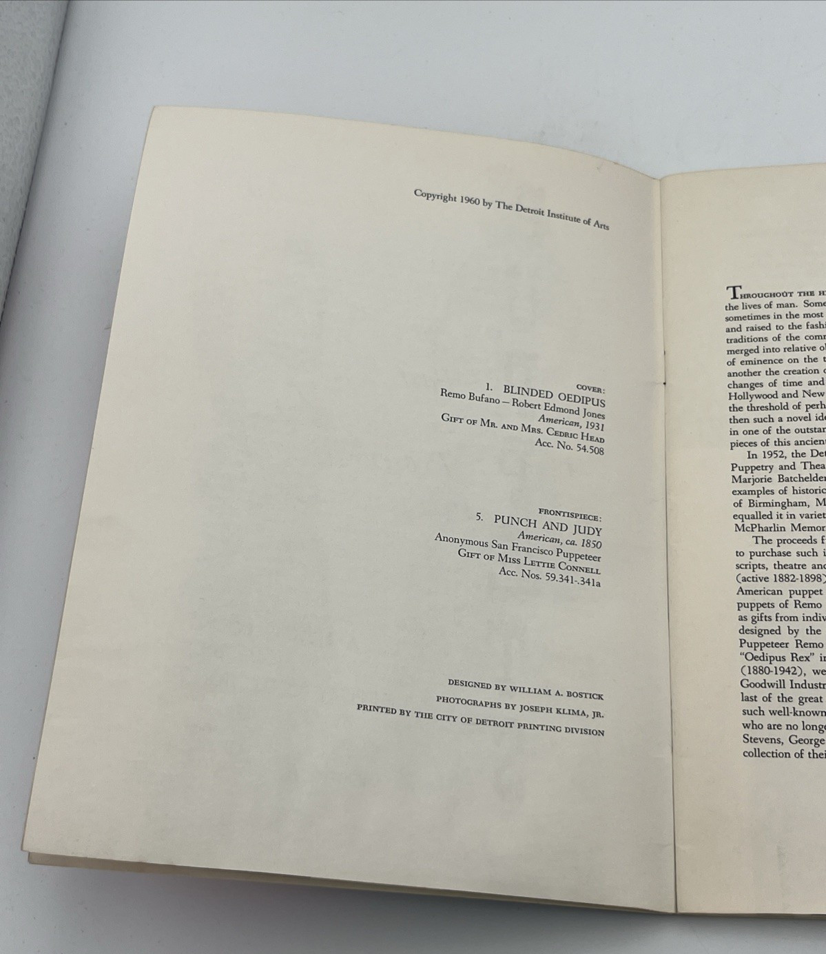 Exhibition Booklet Puppets Past and Present The Detroit Institute of Arts 1960
