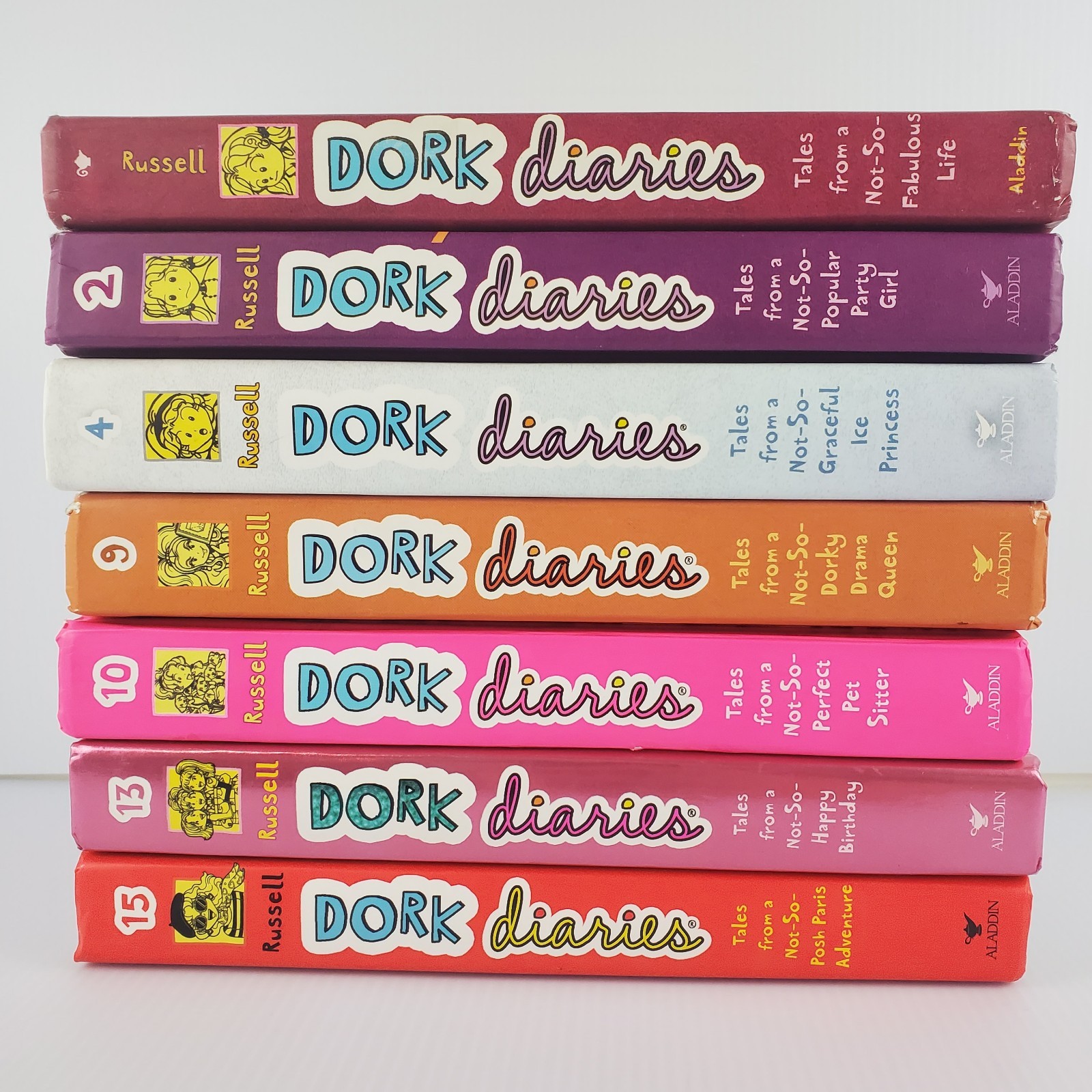 Lot of 7 Dork Diaries by Rachel Renee Russell Hardcover 1 2 4 9 10 13 15