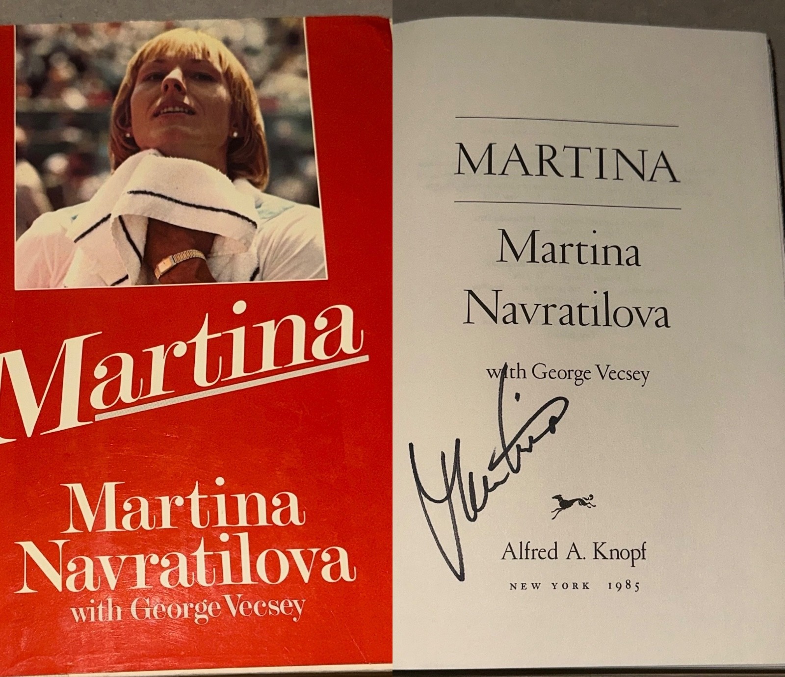 MARTINA NAVRATILOVA SIGNED BOOK AUTOBIOGRAPHY MARTINA 1ST EDITION HARD COVER