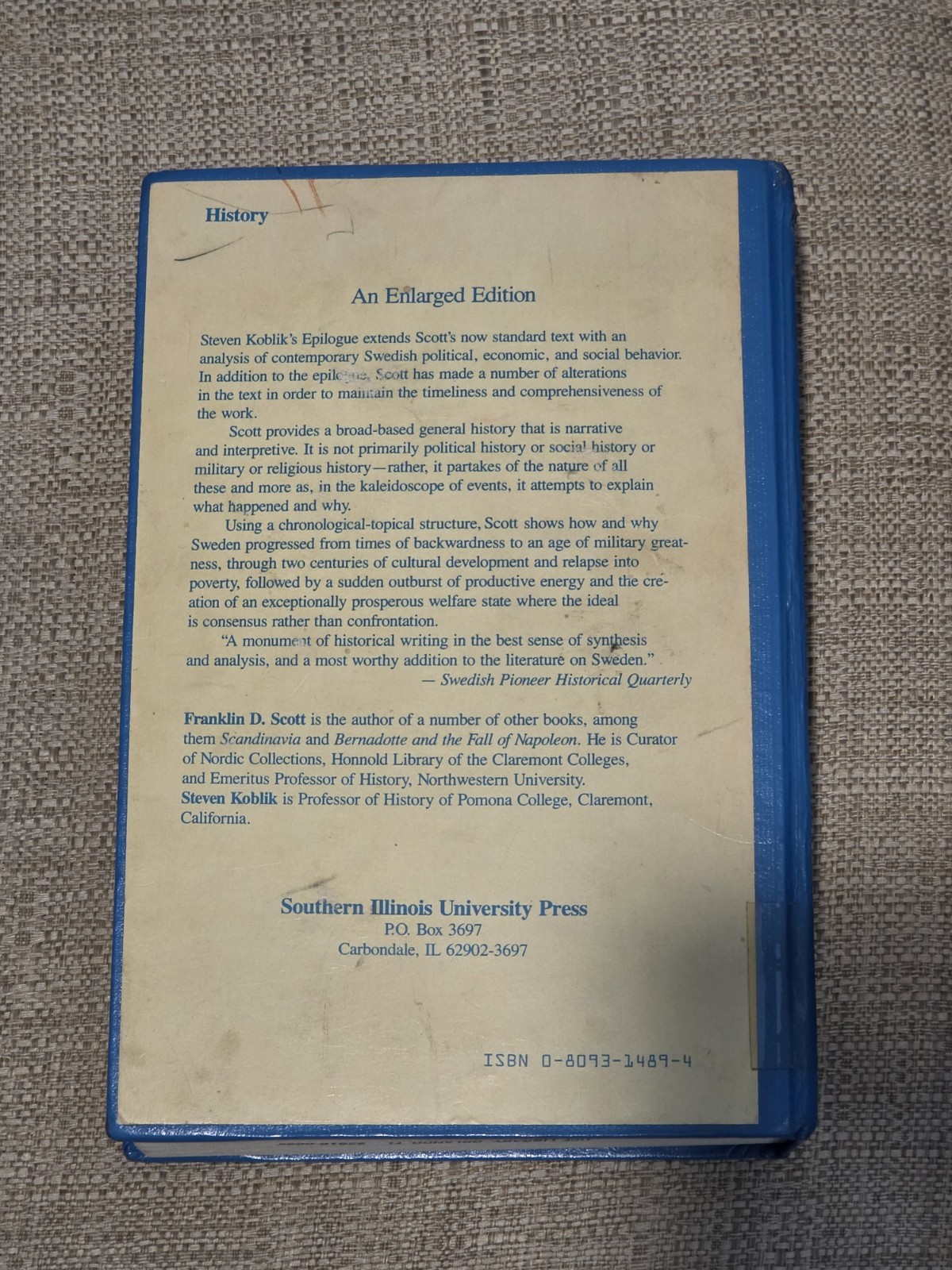 Sweden: The Nation’s History- Franklin Scott- HB- 1988- Enlarged 5th Edition