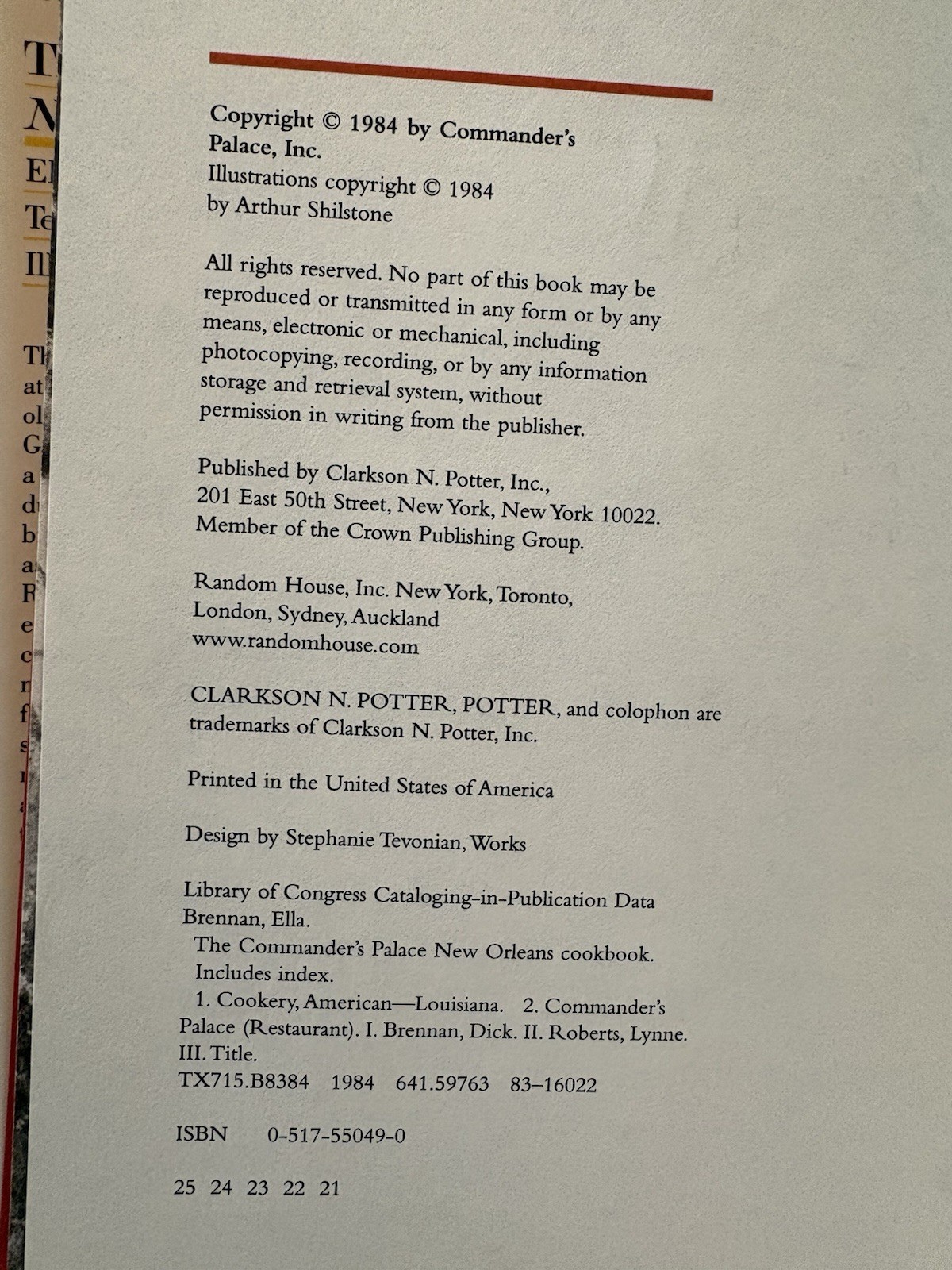 Signed 1984 First Edition The Commander’s Palace New Orleans Cookbook Brennan HC
