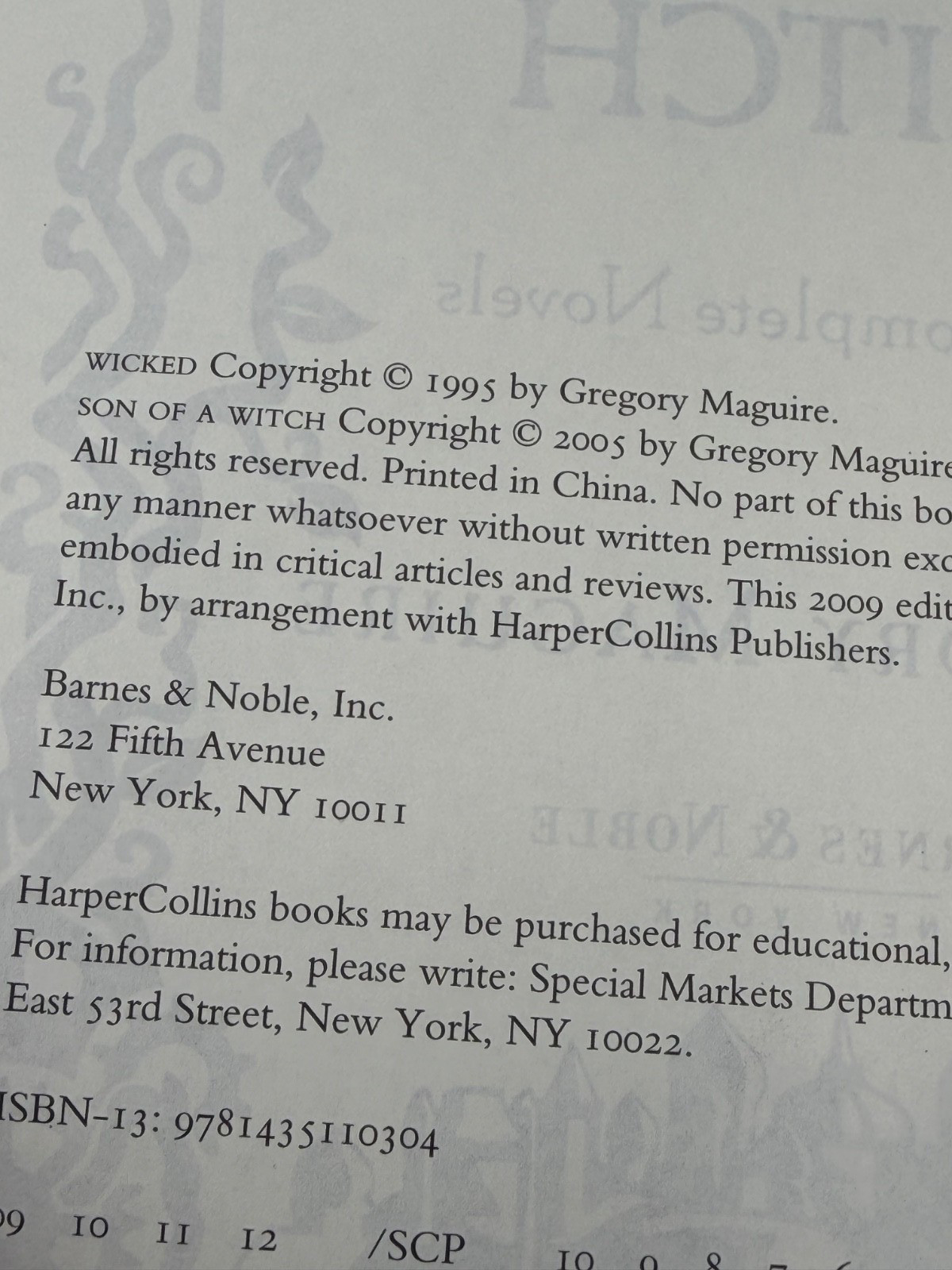 WICKED / SON OF A WITCH – LEATHER BOUND, BY GREGORY MAGUIRE BARNES & NOBLE BOOK
