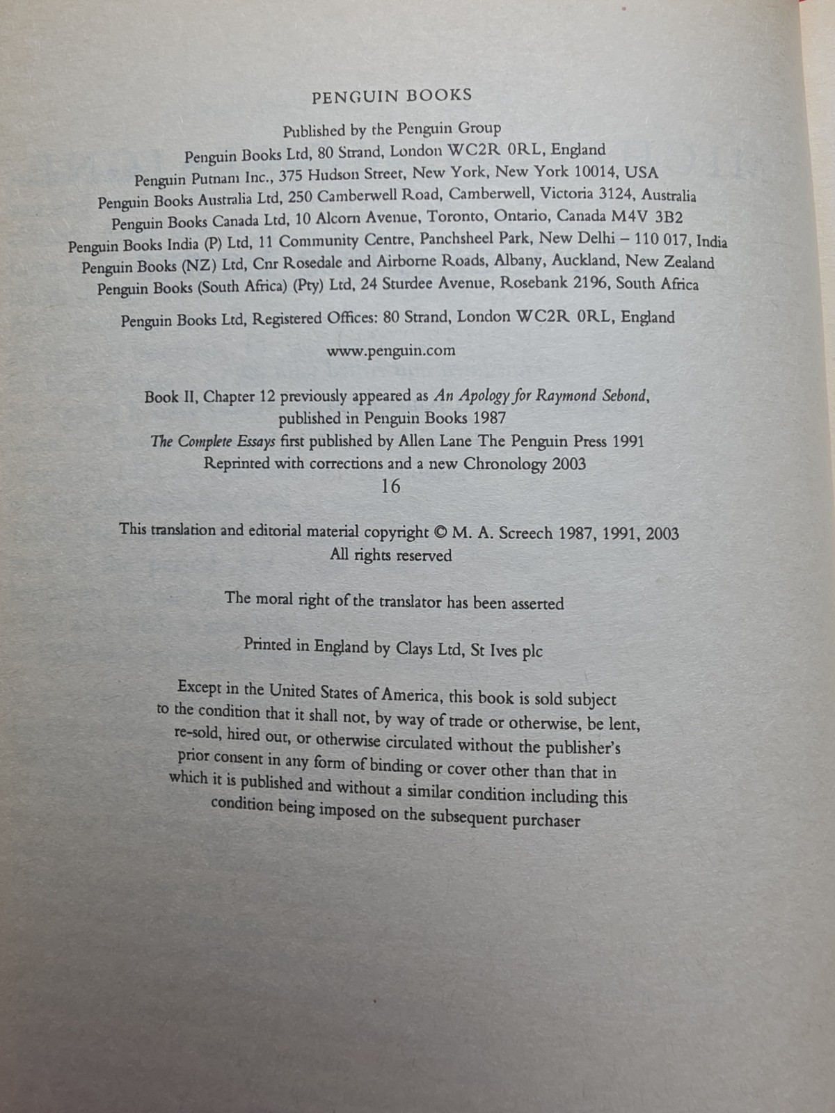 The Complete Essays Michel De Montaigne Penguin Classics Paperback Book