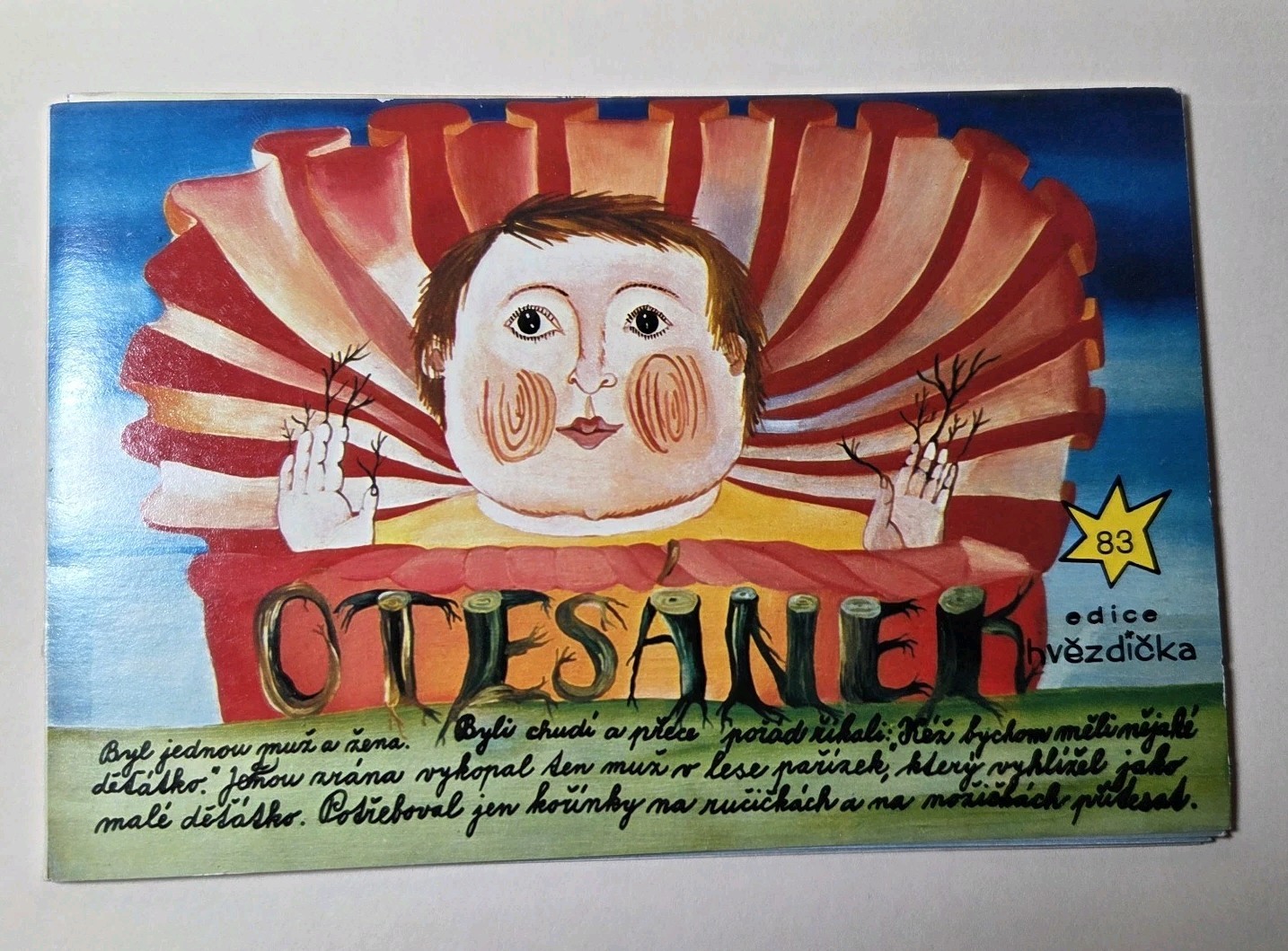 Rare Vintage Czech Otesanek Fold-Out Story Booklet 11 Illustrated Pages