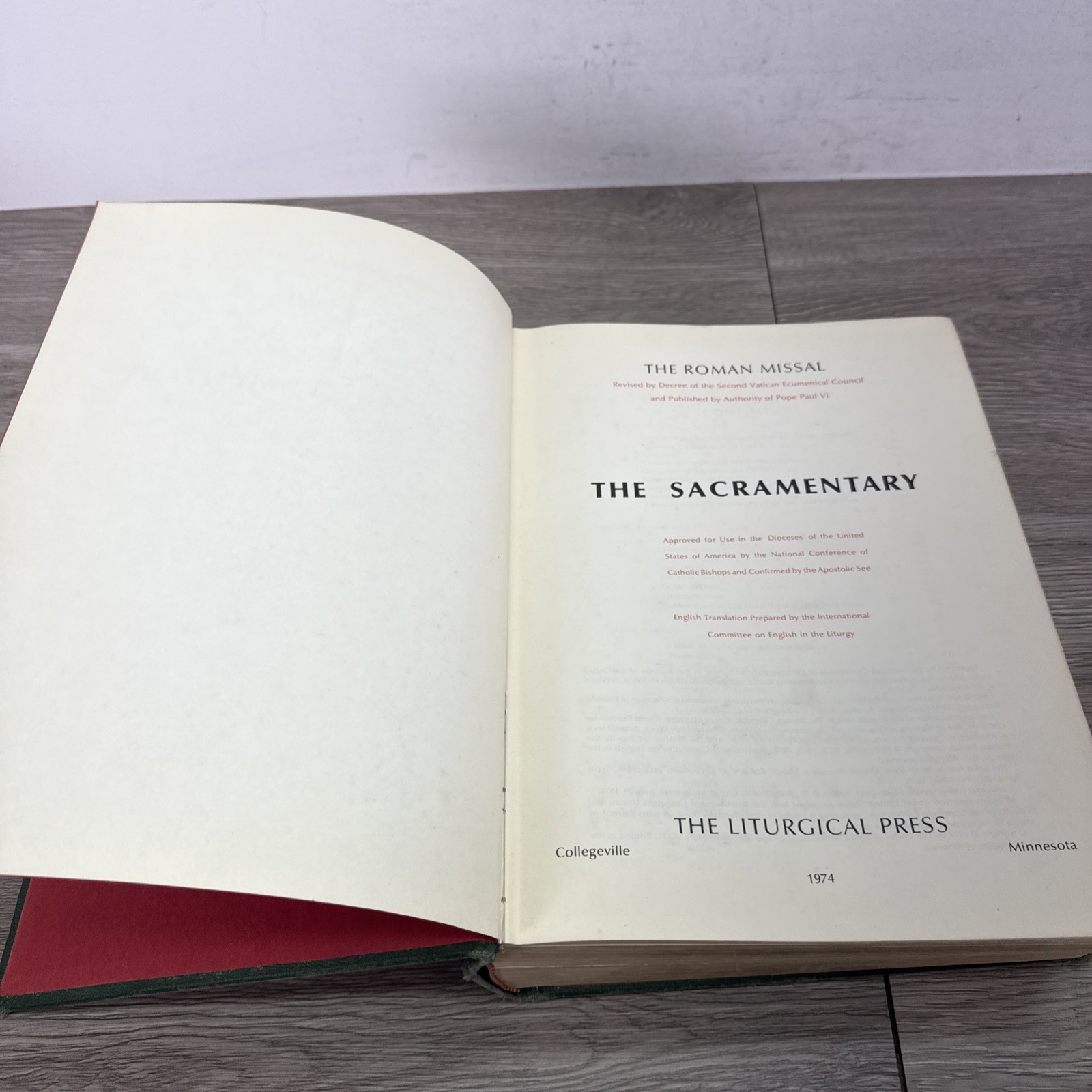 The Sacramentary 1974 published by The Liturgical Press Great Condition
