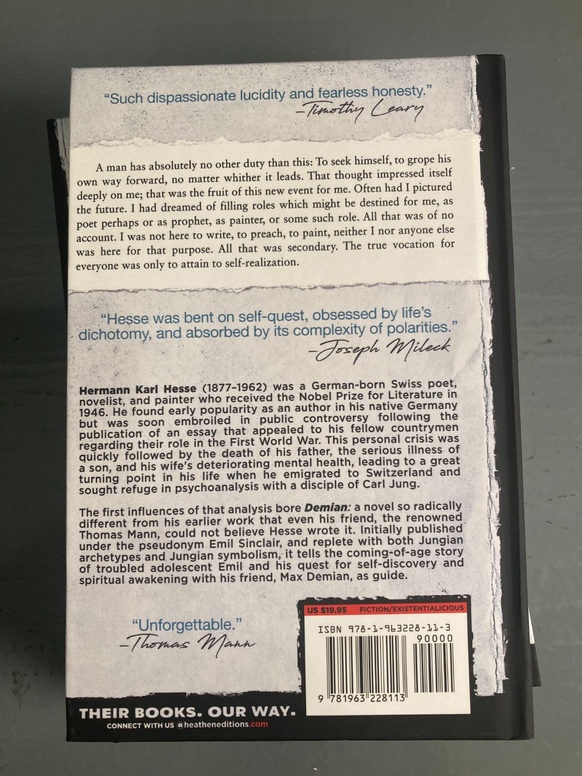 Demian by Hermann Hesse (Heathen Edition) Hardcover MISPRINTED MISFIT