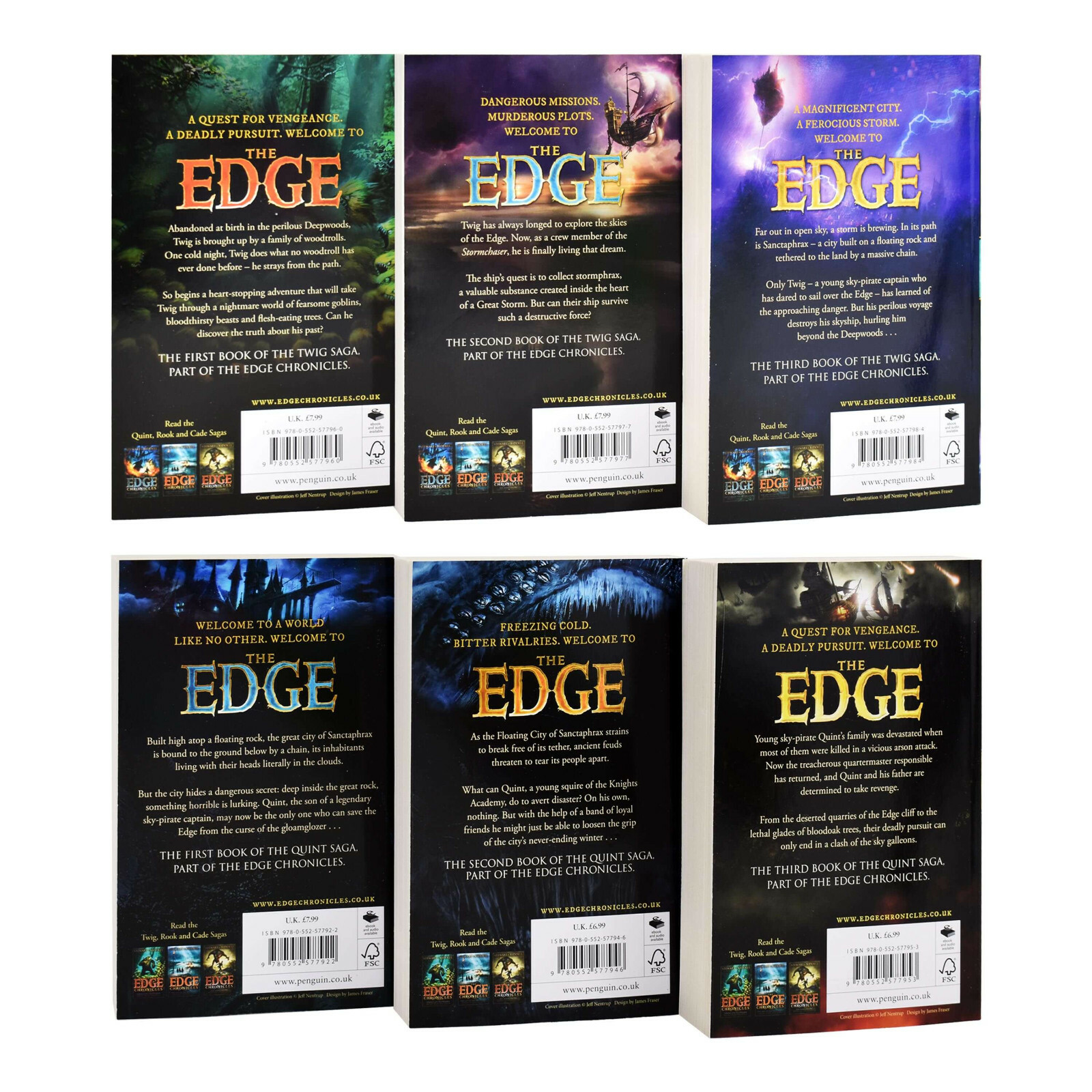 The Edge Chronicles 6 Books Set By Paul Stewart & Chris Riddell – Ages 9-14 – PB
