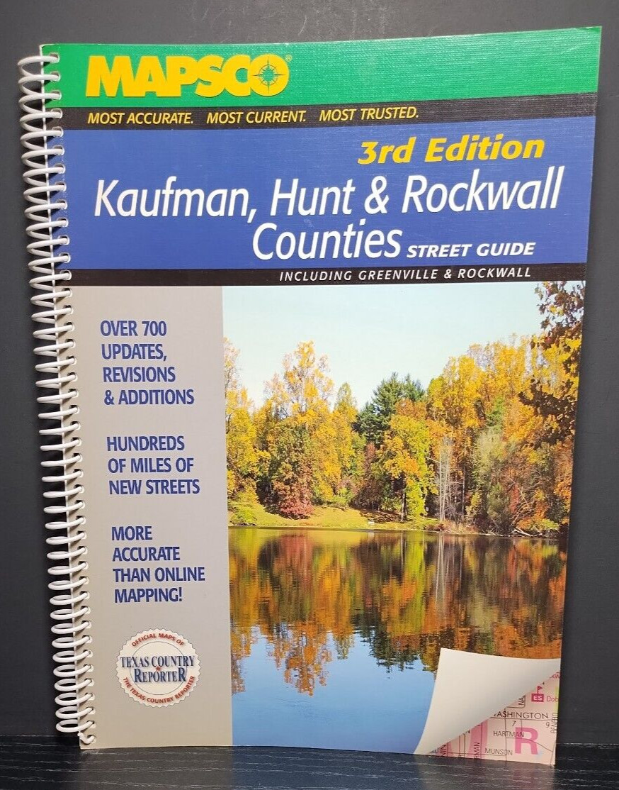 MAPSCO Kaufman Hunt Rockwall Counties 3rd Ed Street Guide Texas 50 Cities Maps
