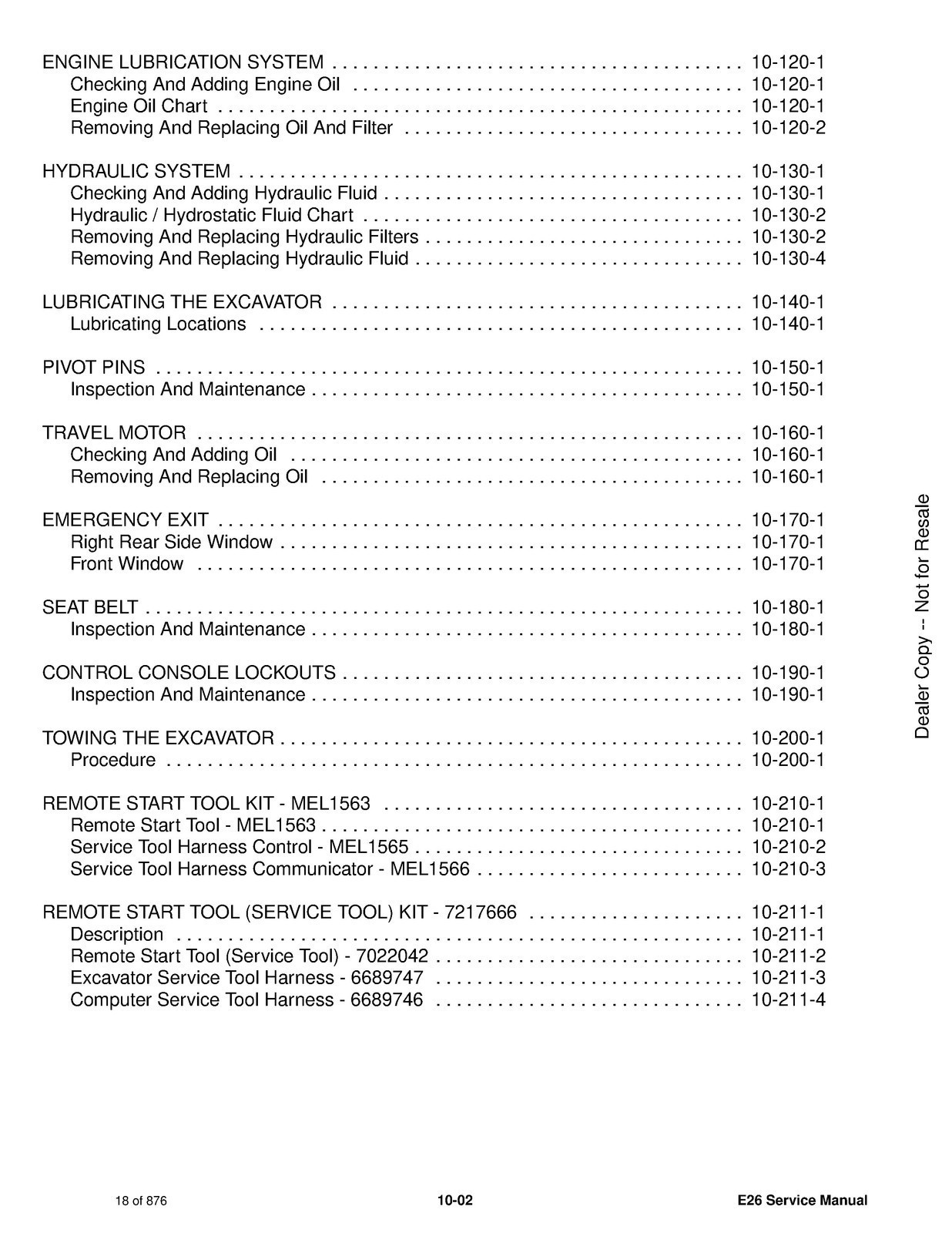 BOBCAT E26 Compact Excavator Service Manual SN ACRA11001 Up, FOLDOUTS