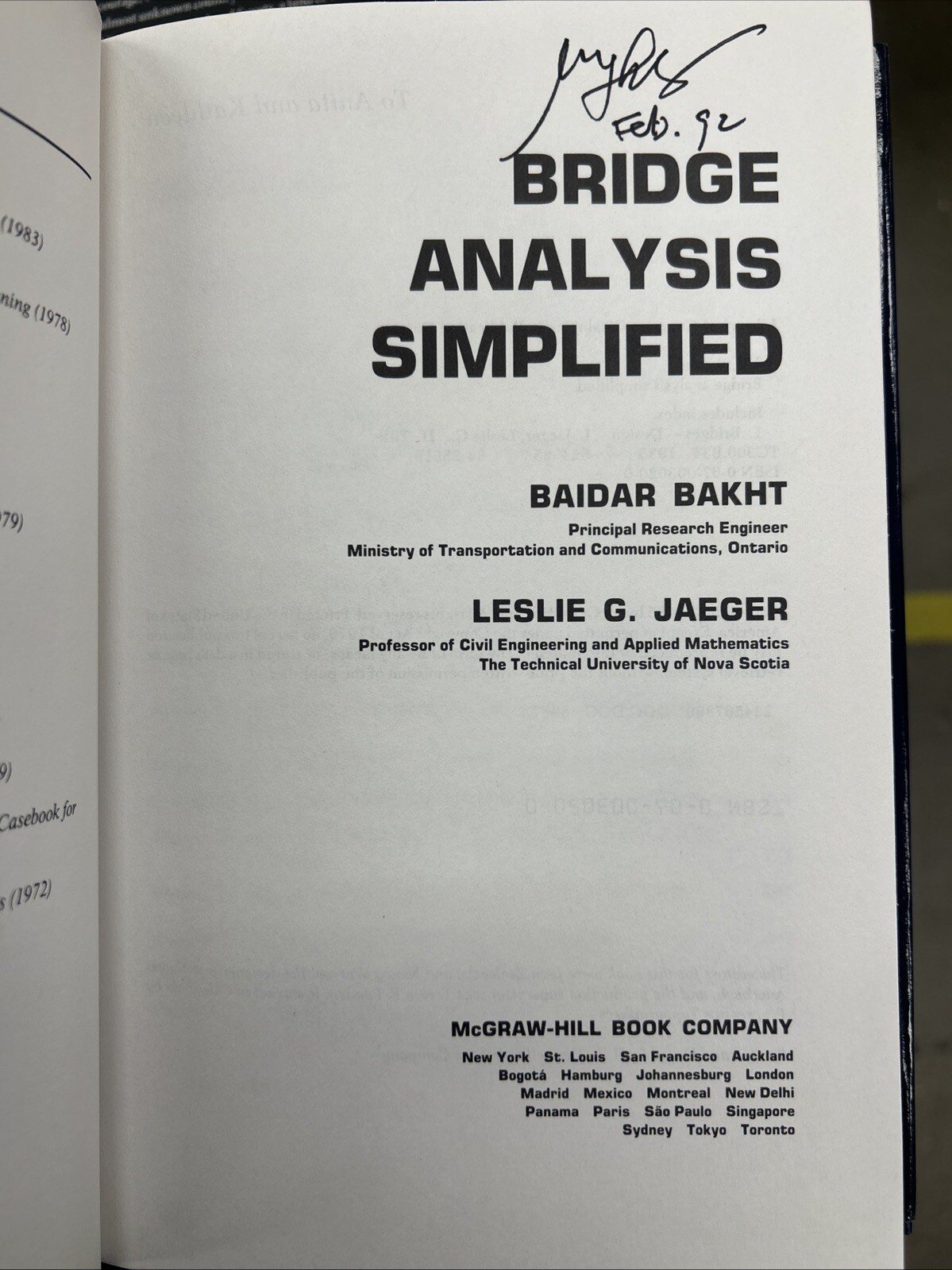 Bridge Analysis Simplified by B. Bahkt and Leslie G. Jaeger (1985, Hardcover)