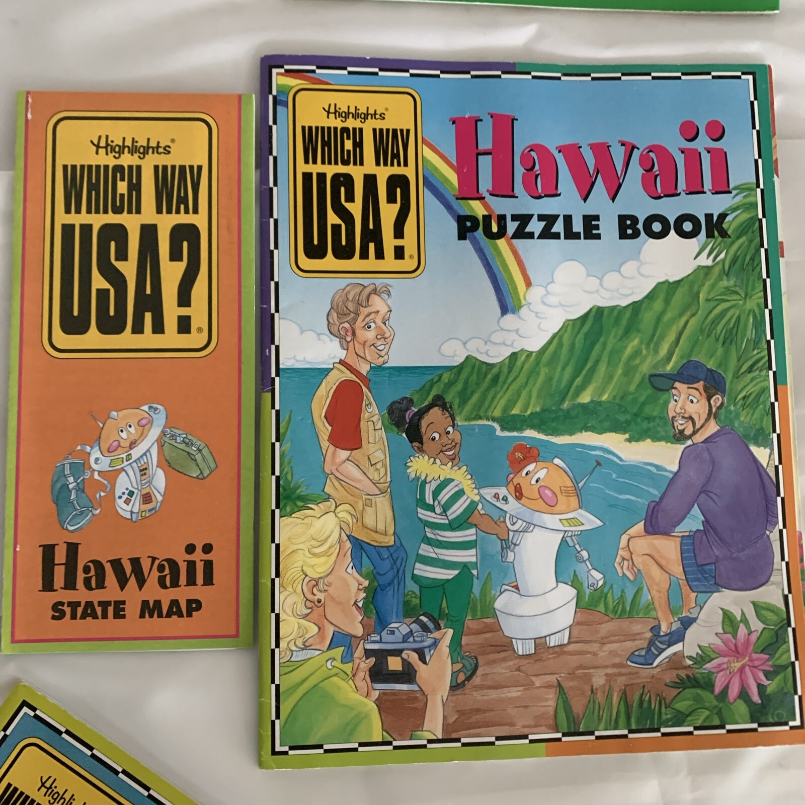 Highlights Which Way USA? State Puzzle Activity Book & Map Lot of 8 Home School