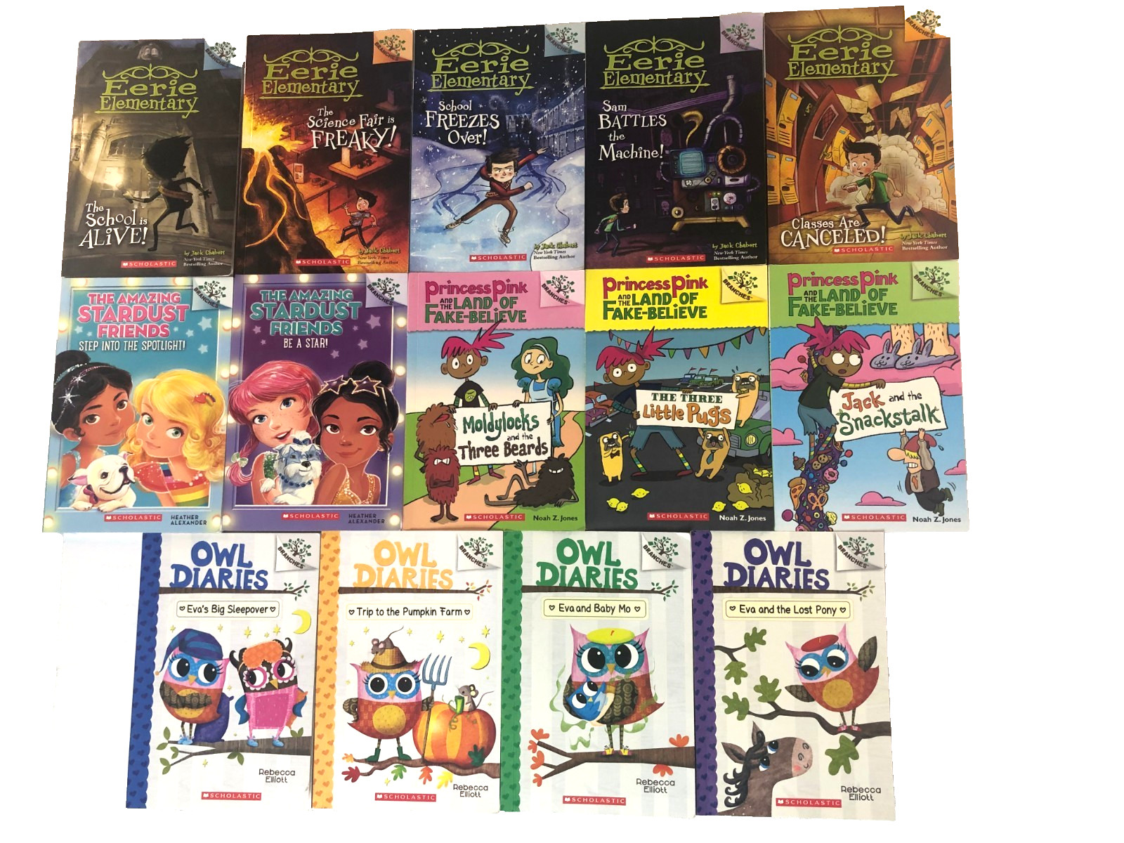 LOT OF 29 BRANCHES BOOKS: Eerie Elementar Owl Diaries Press Start Unicorn & More