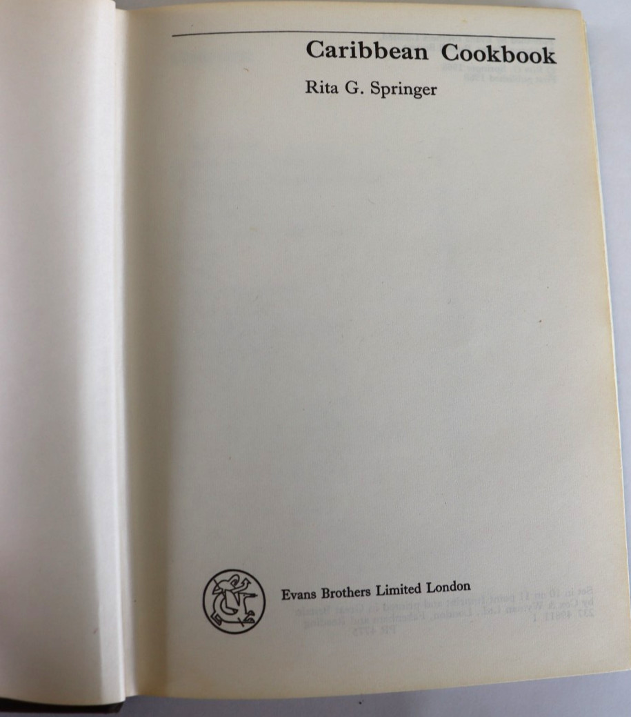 1968 VINTAGE Evans First Edition CARIBBEAN COOKBOOK by RITA G. SPRINGER